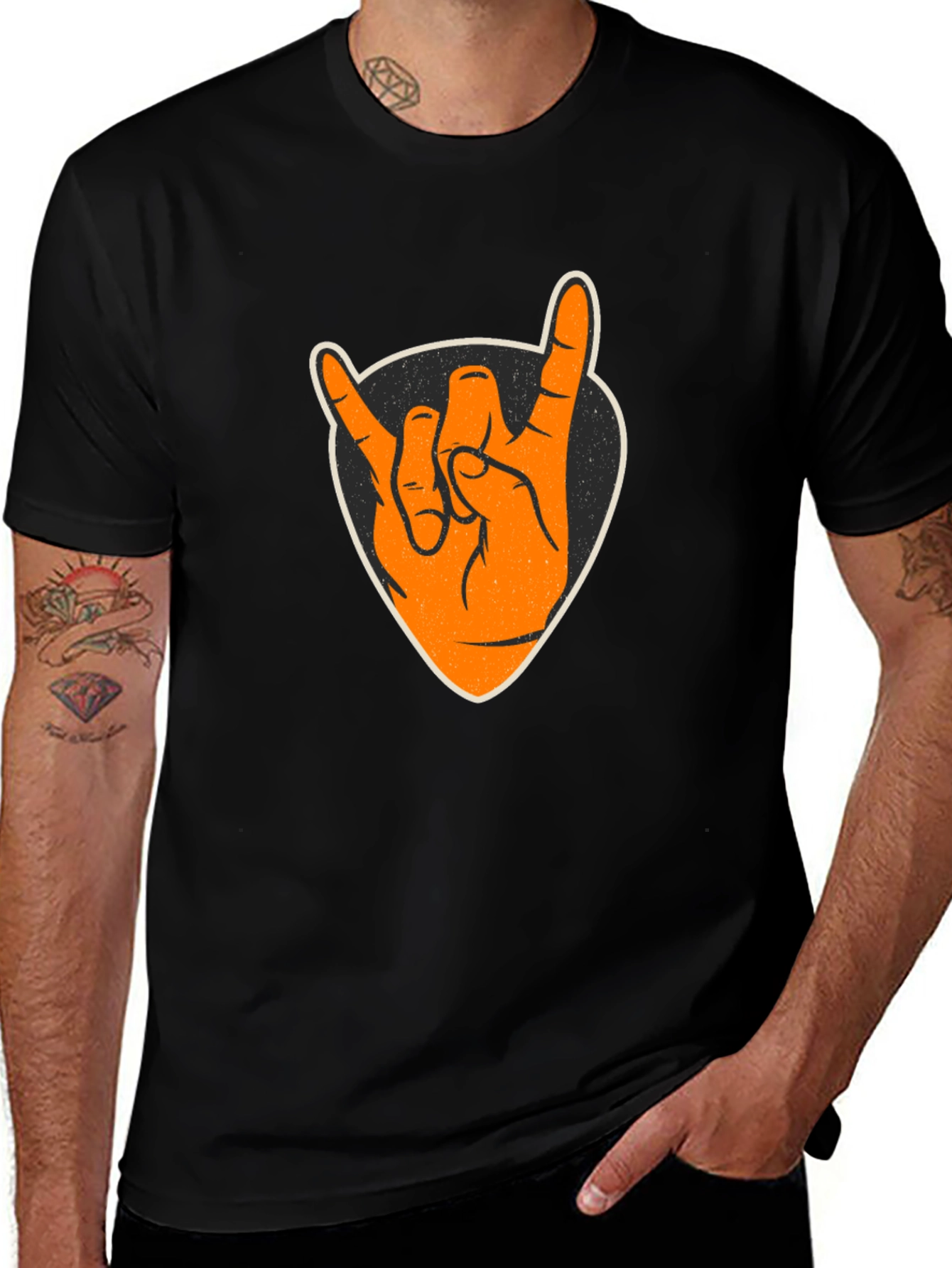 Rock On Hand T-Shirt - Black