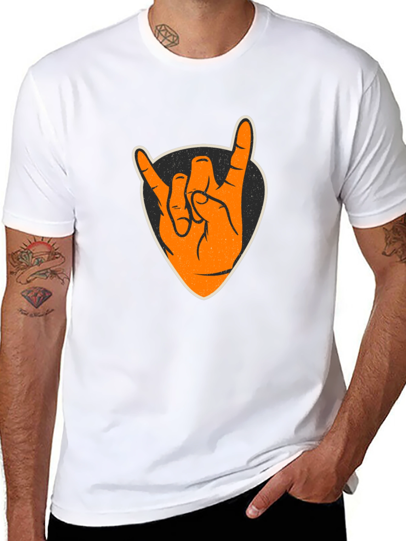 Rock On Hand T-Shirt - Black