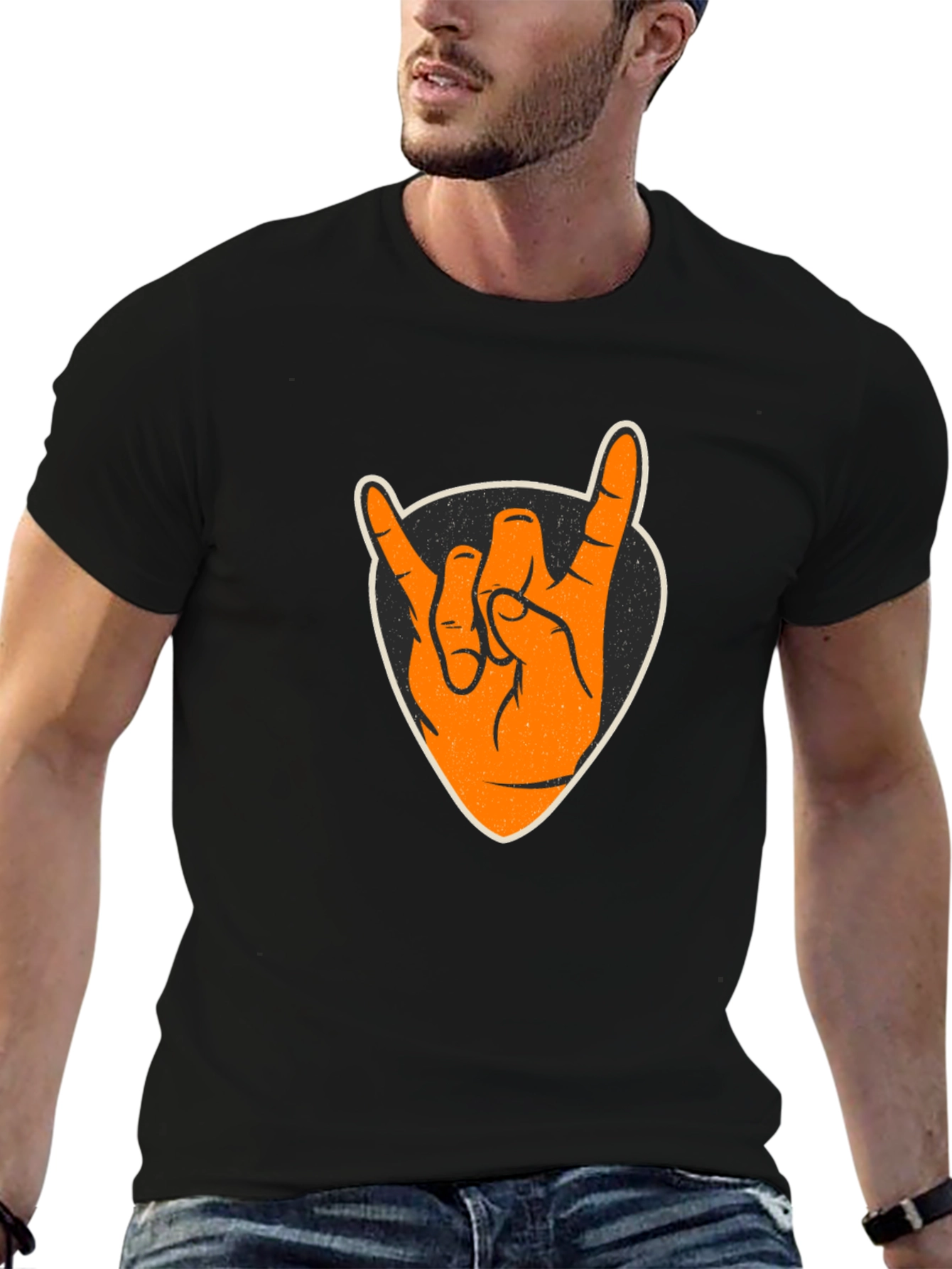 Rock On Hand T-Shirt - Black