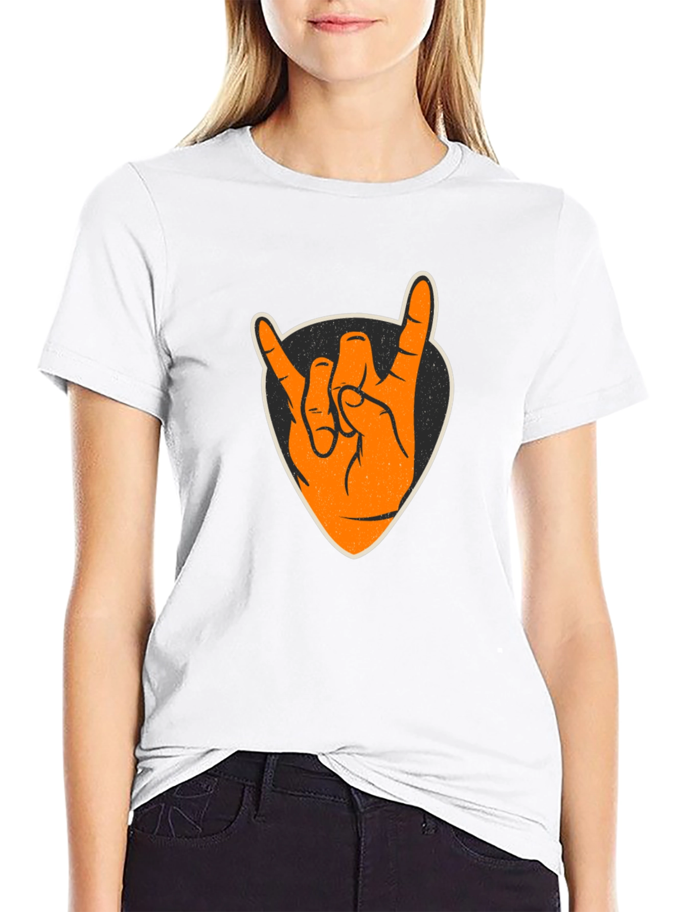 Rock On Hand T-Shirt - Black