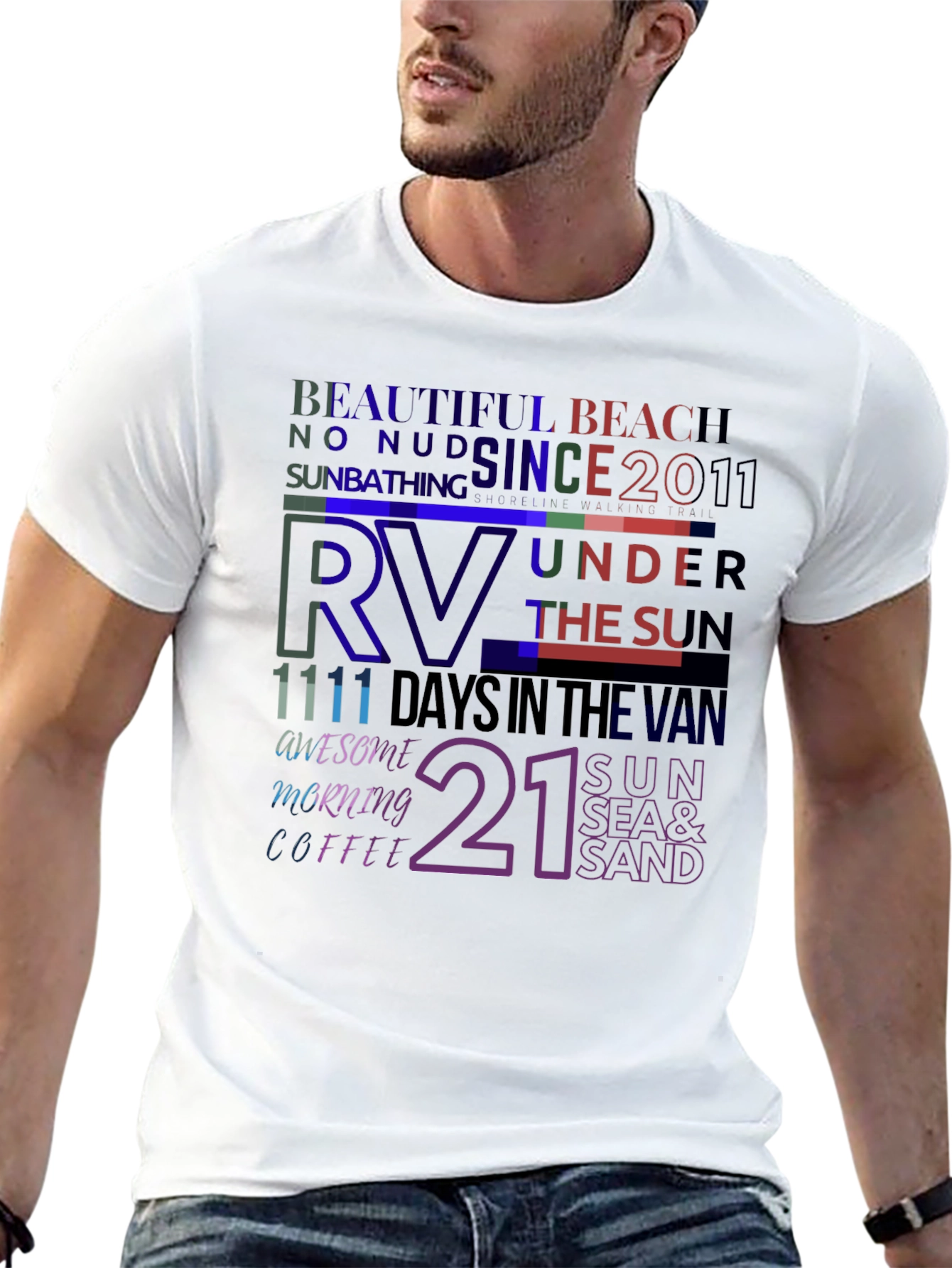 RV Lifestyle Graphic T-Shirt - Beach and Sun Design