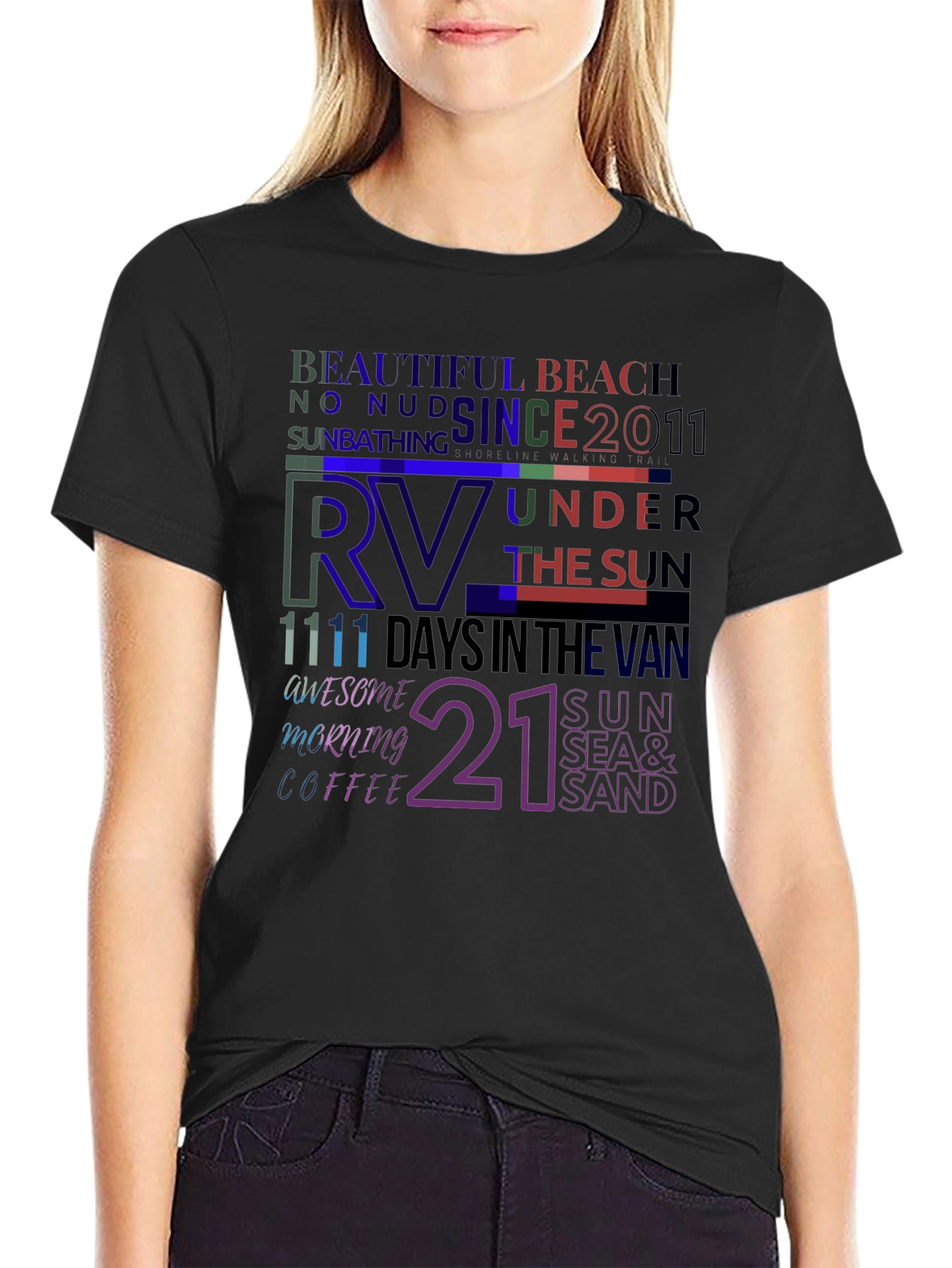 RV Lifestyle Graphic T-Shirt - Beach and Sun Design