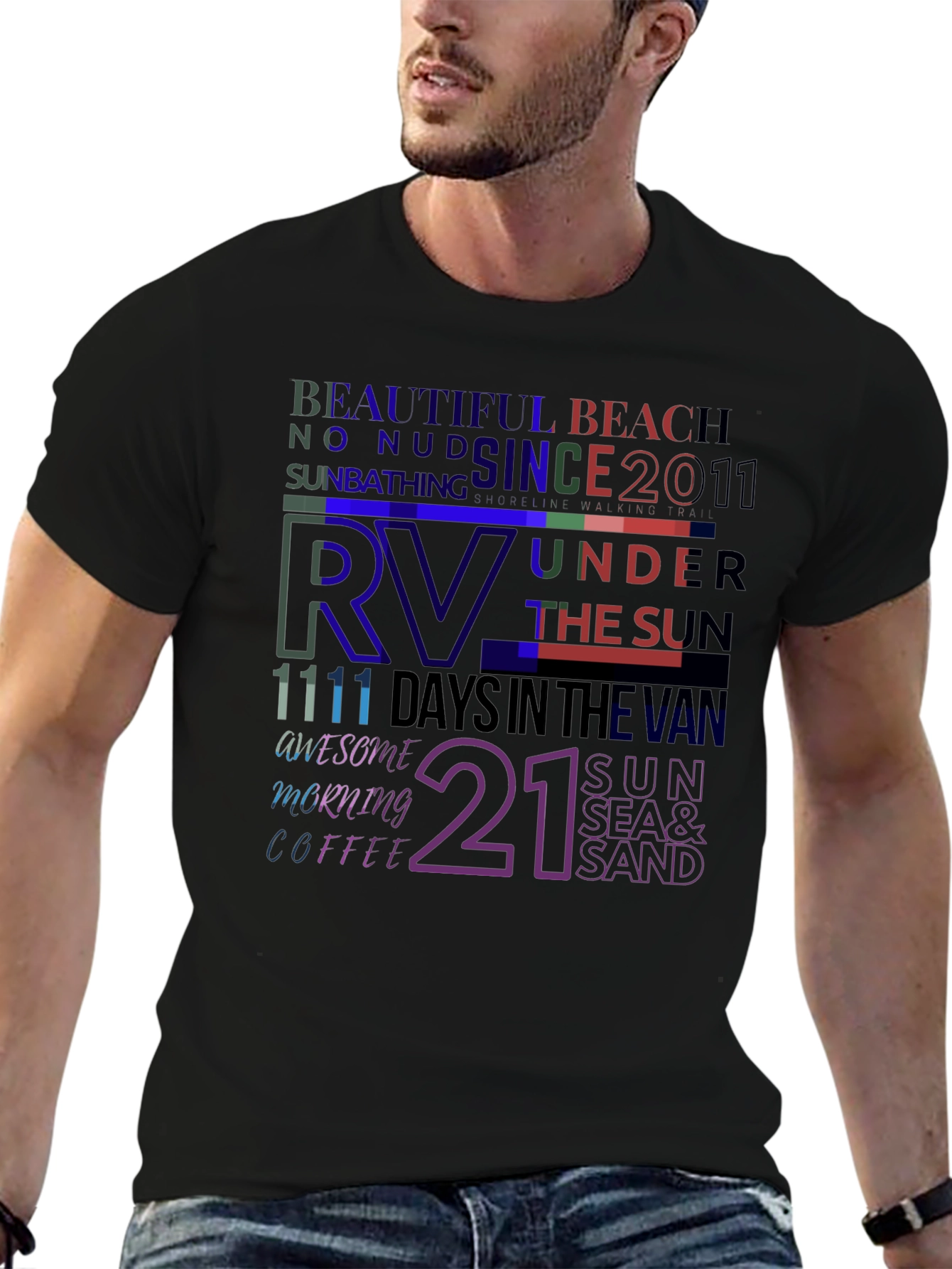 RV Lifestyle Graphic T-Shirt - Beach and Sun Design