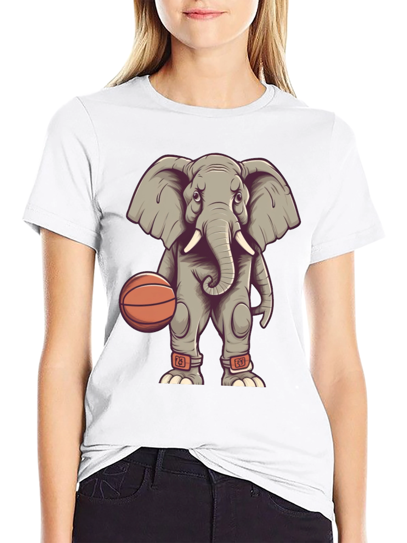 Elephant Basketball Player Graphic T-Shirt