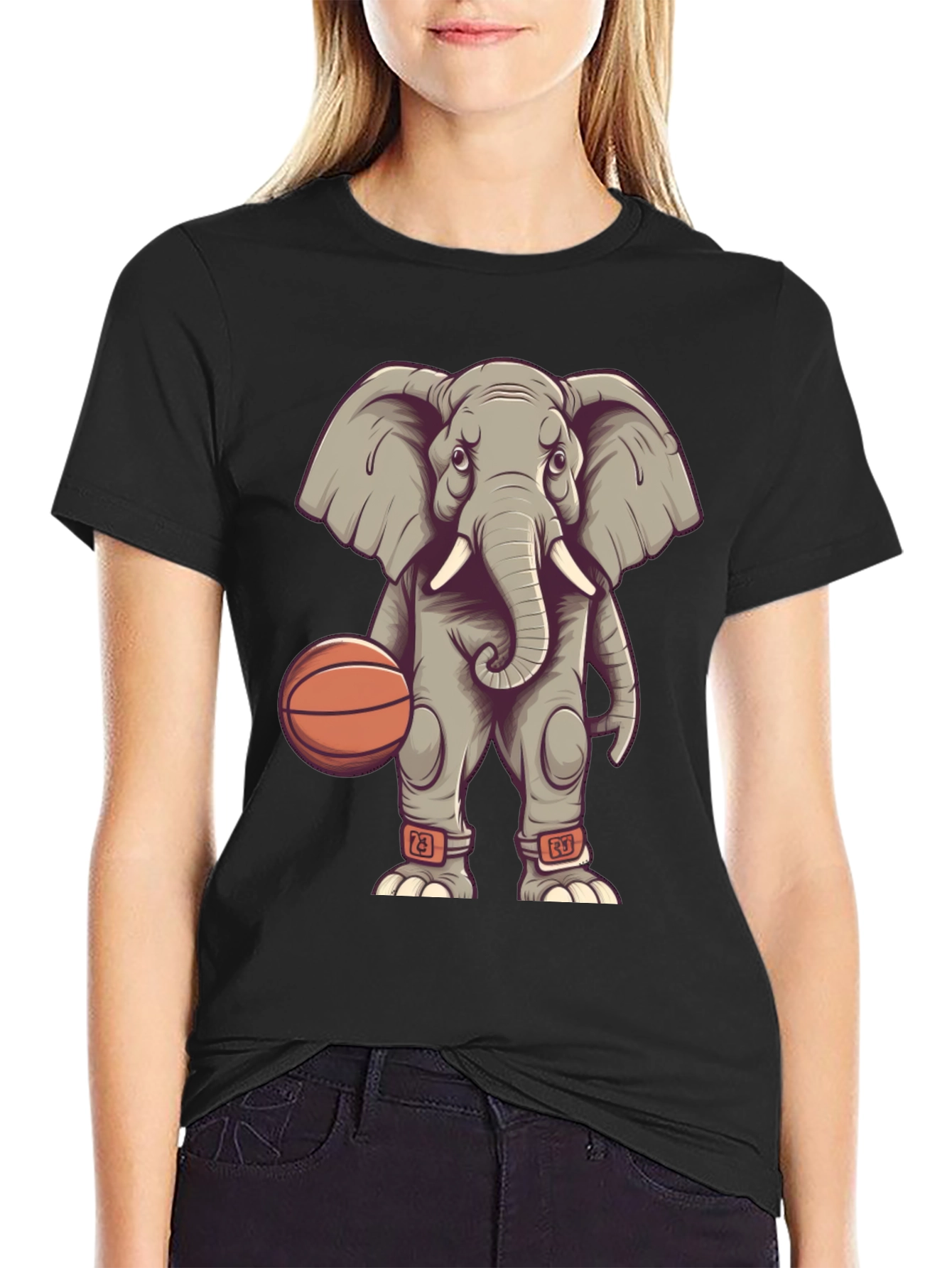 Elephant Basketball Player Graphic T-Shirt