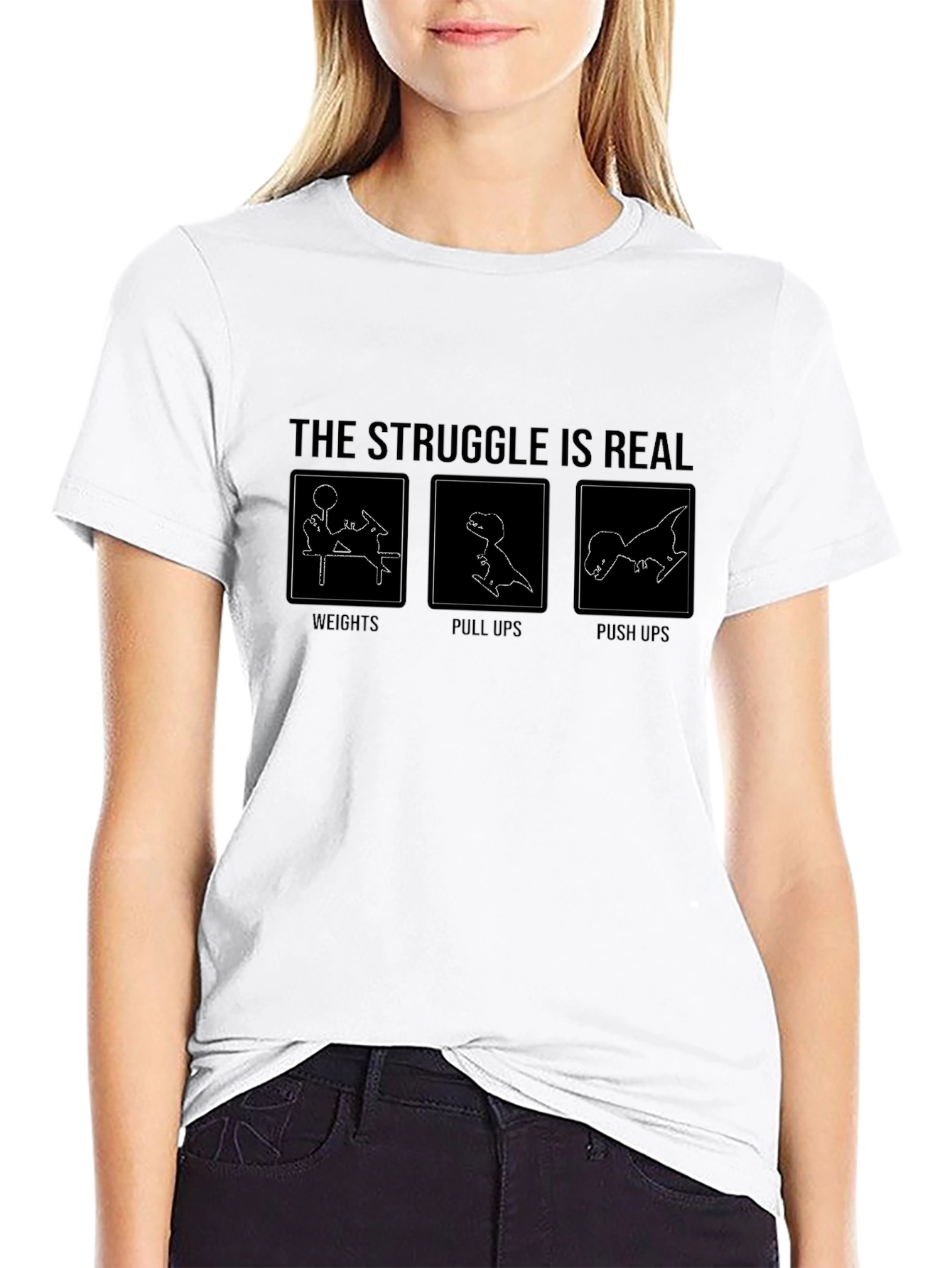 The Struggle Is Real Dinosaur Workout T-Shirt