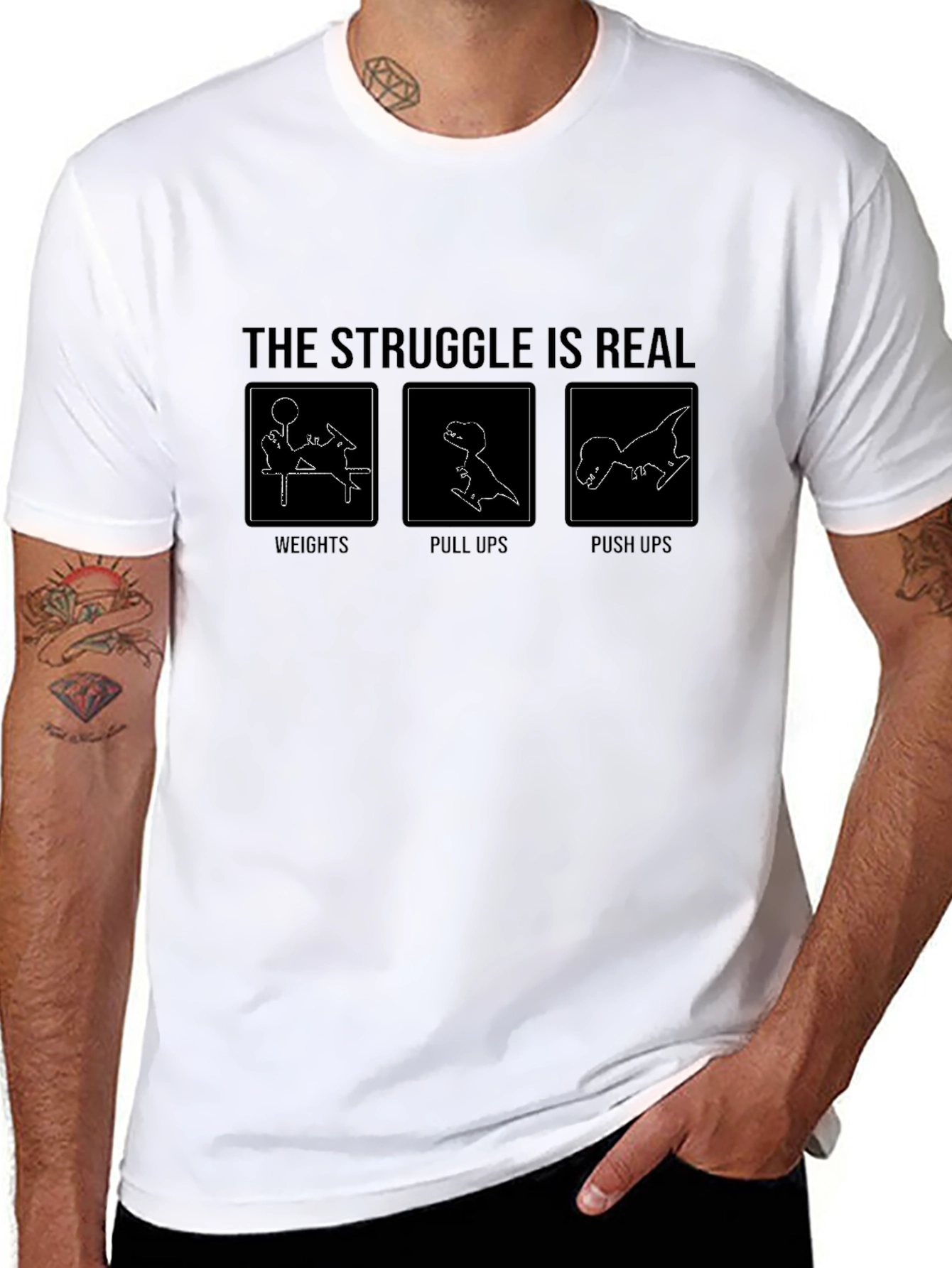 The Struggle Is Real Dinosaur Workout T-Shirt