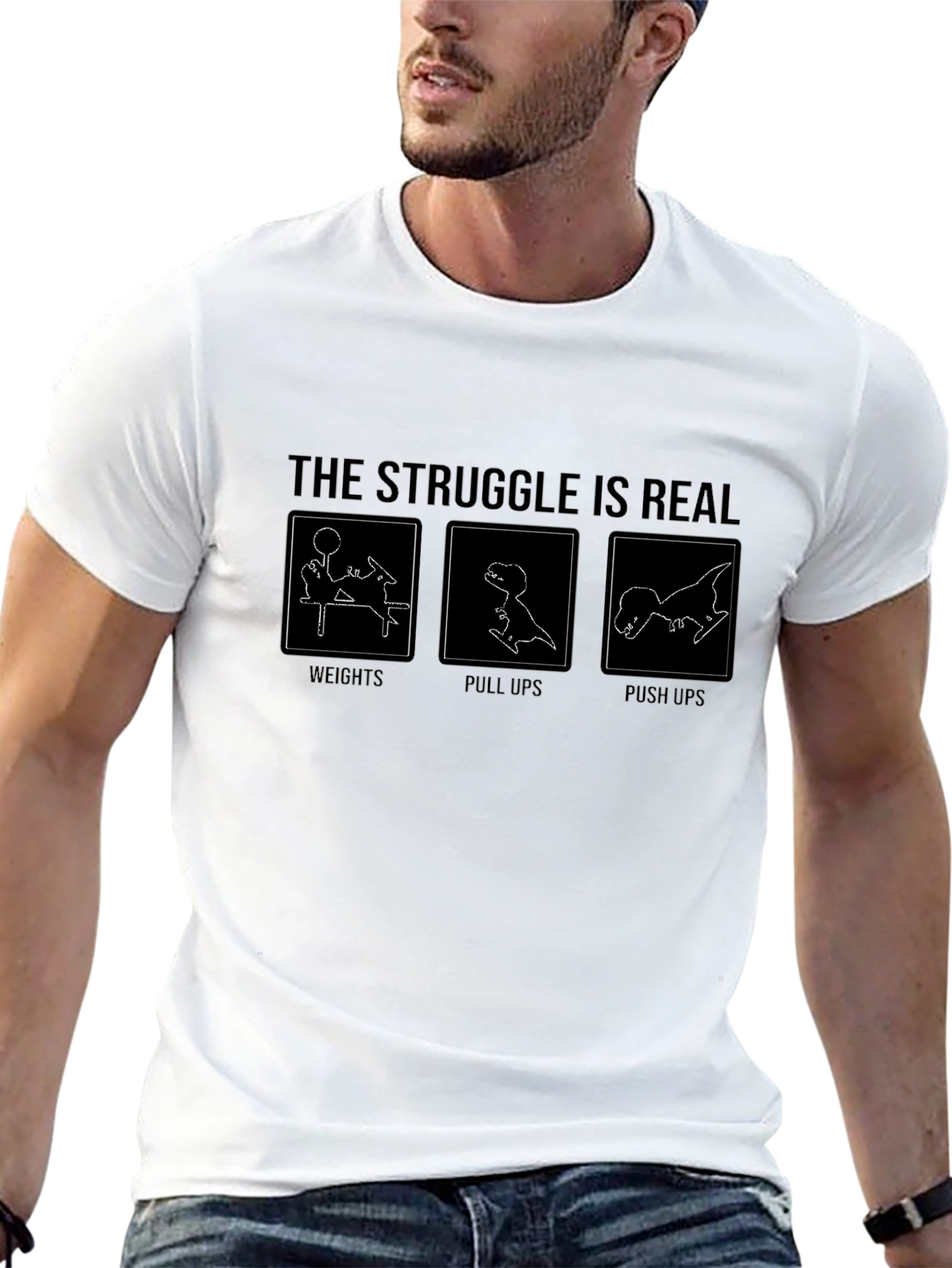 The Struggle Is Real Dinosaur Workout T-Shirt