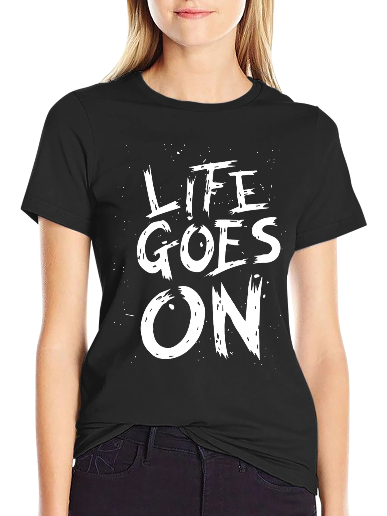 Life Goes On Graphic Tee - Black Cotton Blend