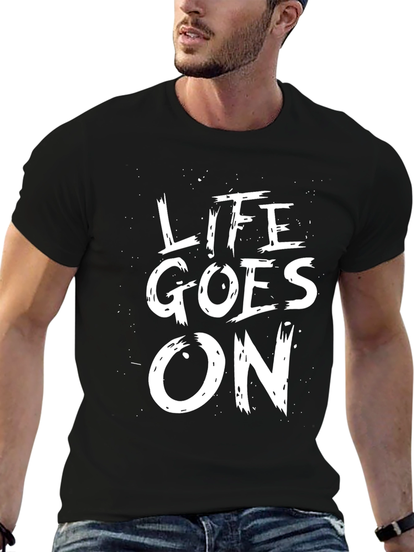 Life Goes On Graphic Tee - Black Cotton Blend