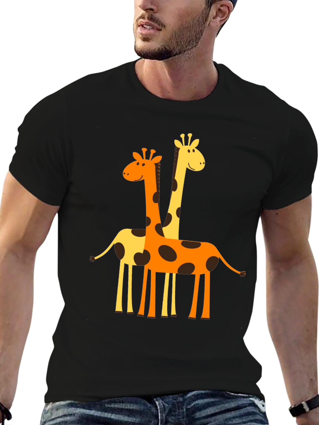 Giraffe Graphic Tee -  Mens Black T-Shirt