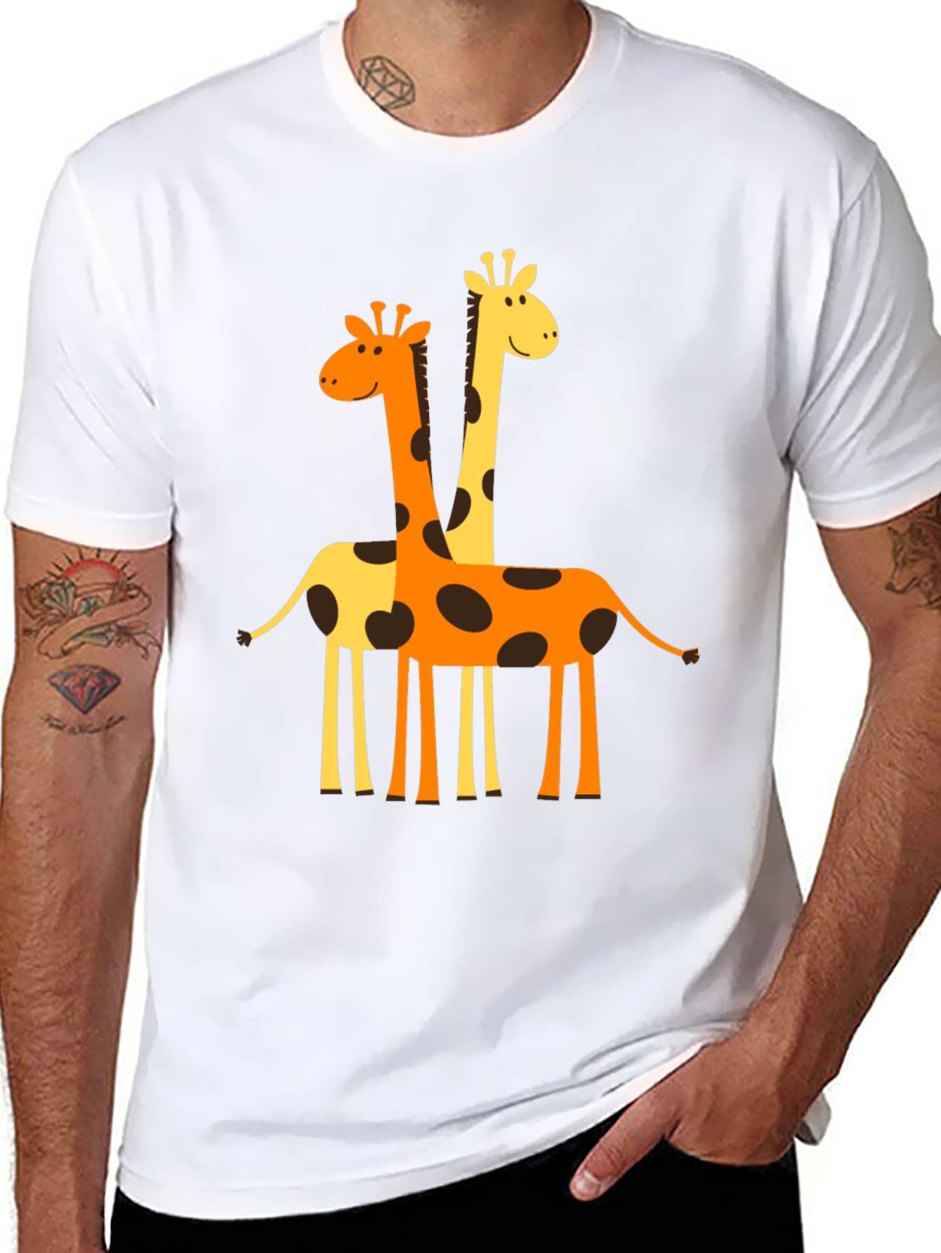 Giraffe Graphic Tee -  Mens Black T-Shirt