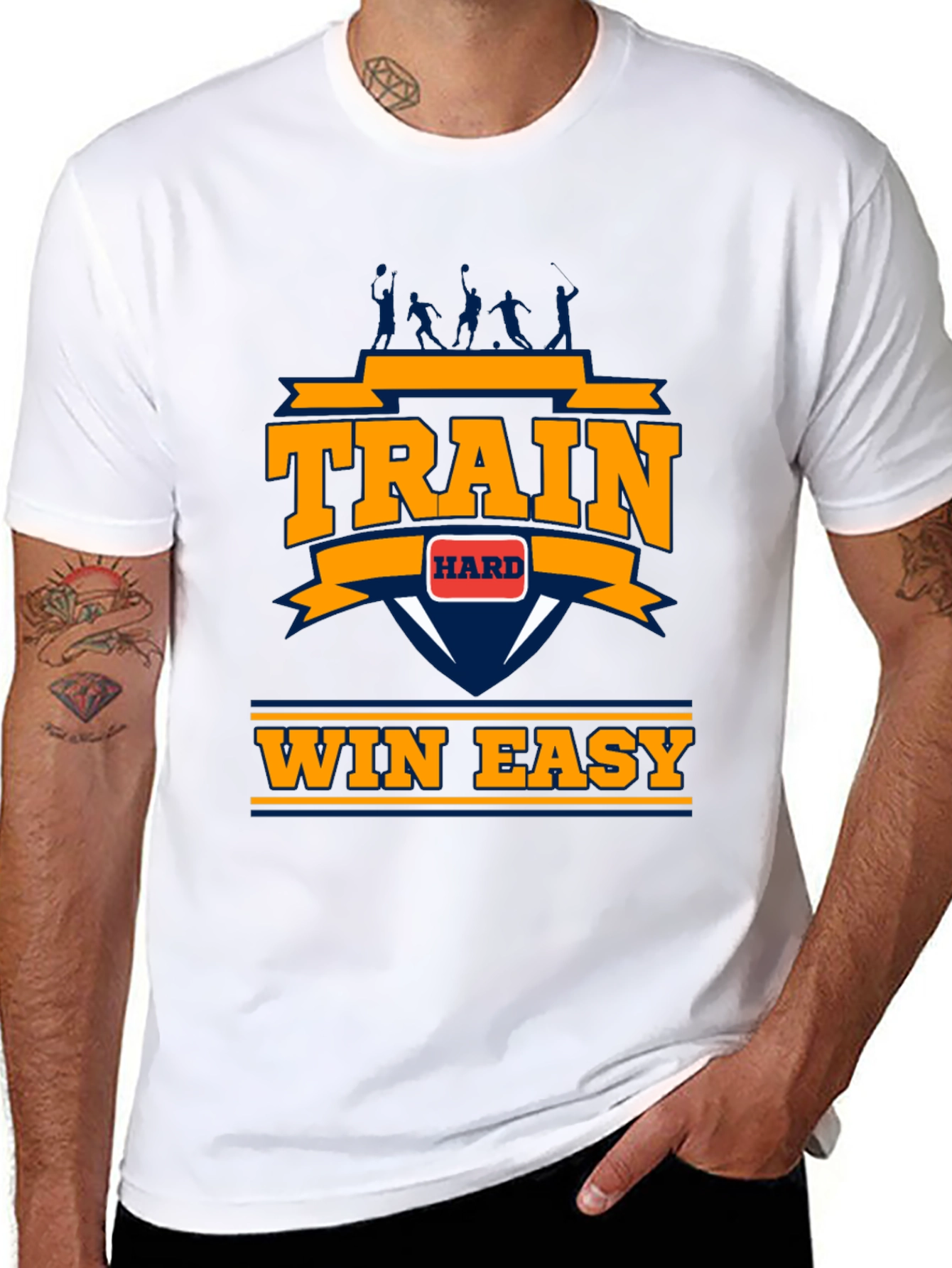 Train Hard Win Easy Mens Black Graphic Tee