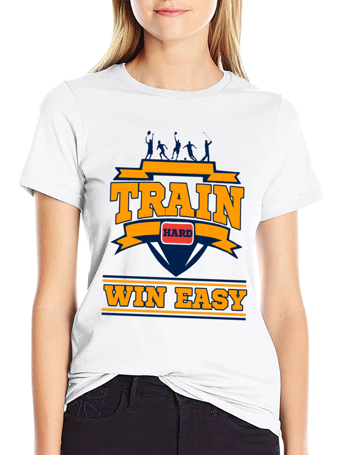 Train Hard Win Easy Mens Black Graphic Tee