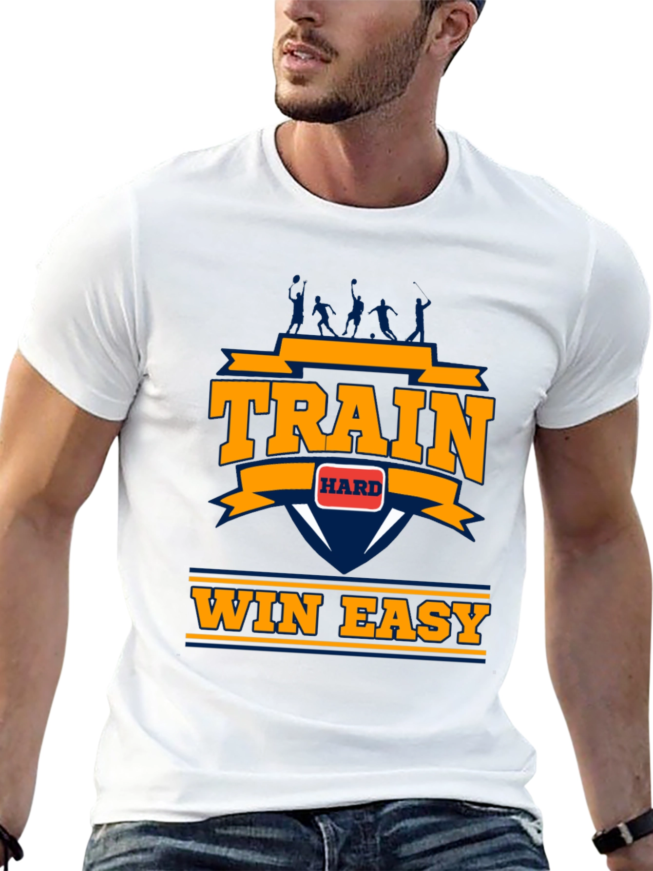 Train Hard Win Easy Mens Black Graphic Tee