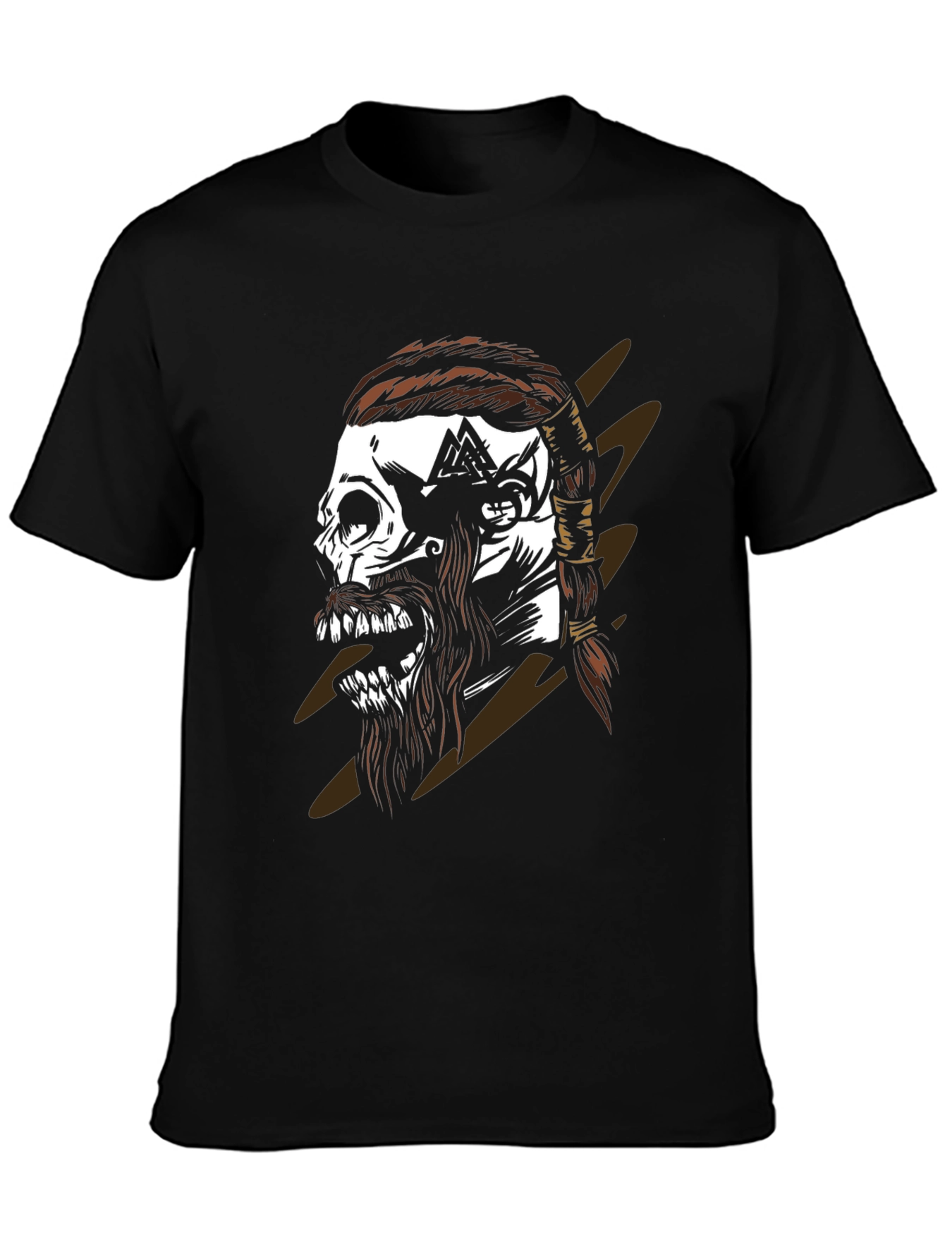 Viking Skull Graphic Black T-Shirt
