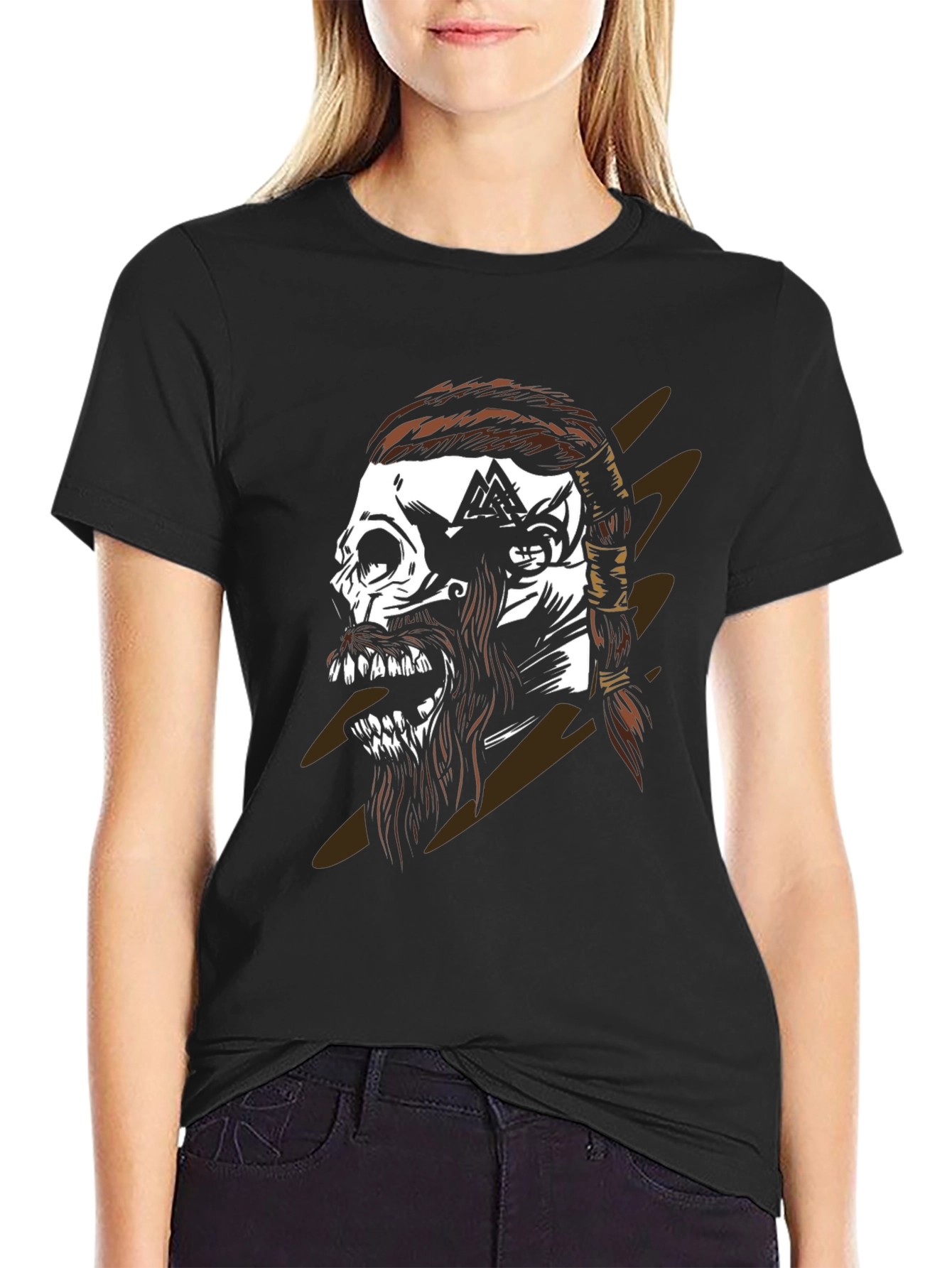 Viking Skull Graphic Black T-Shirt