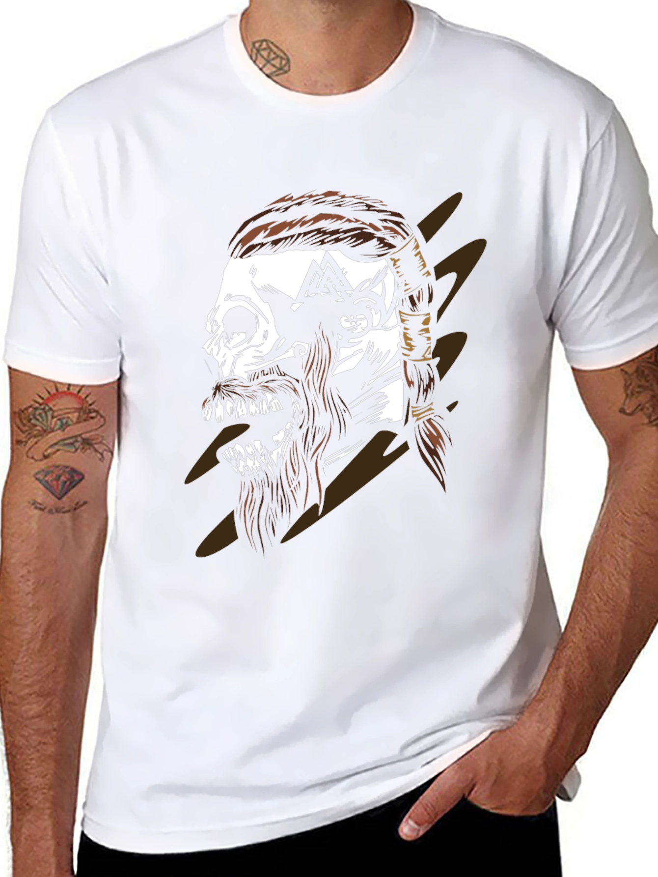 Viking Skull Graphic Black T-Shirt
