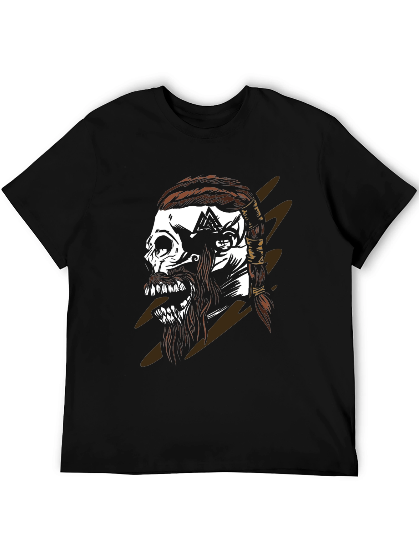 Viking Skull Graphic Black T-Shirt