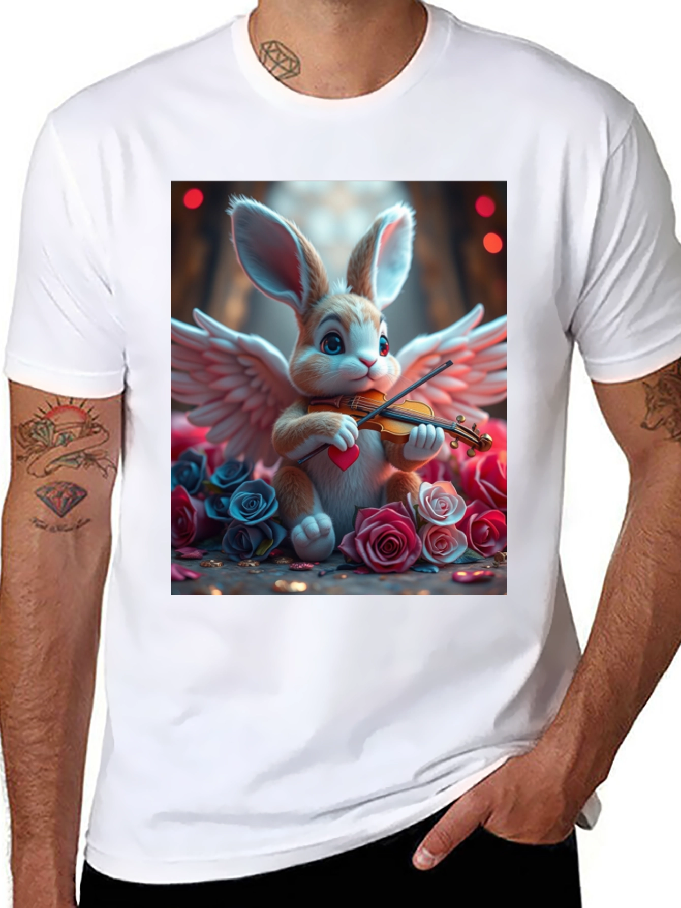 Bunny Angel Playing Violin T-Shirt