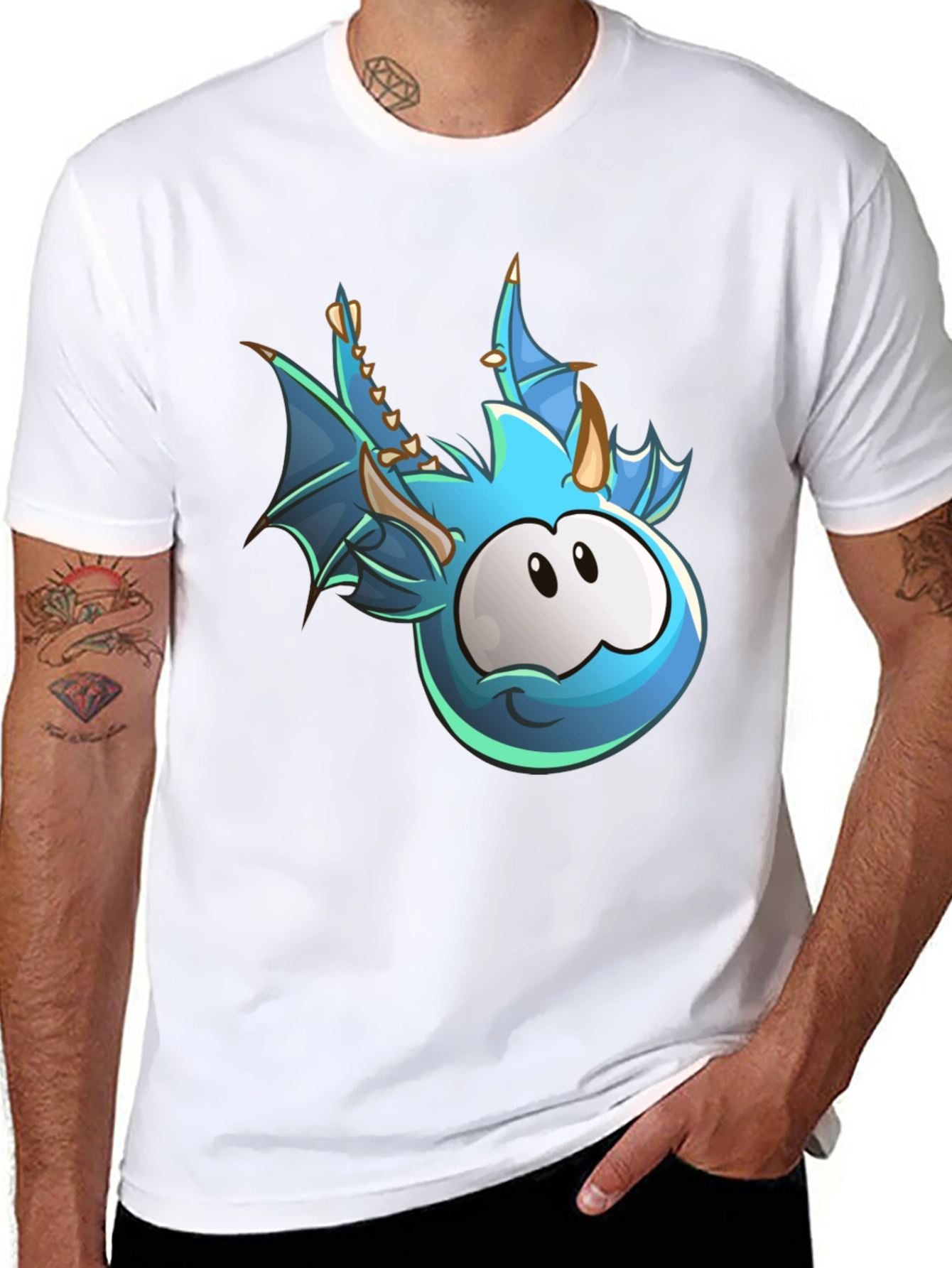 Cartoon Dragon Graphic Black T-Shirt