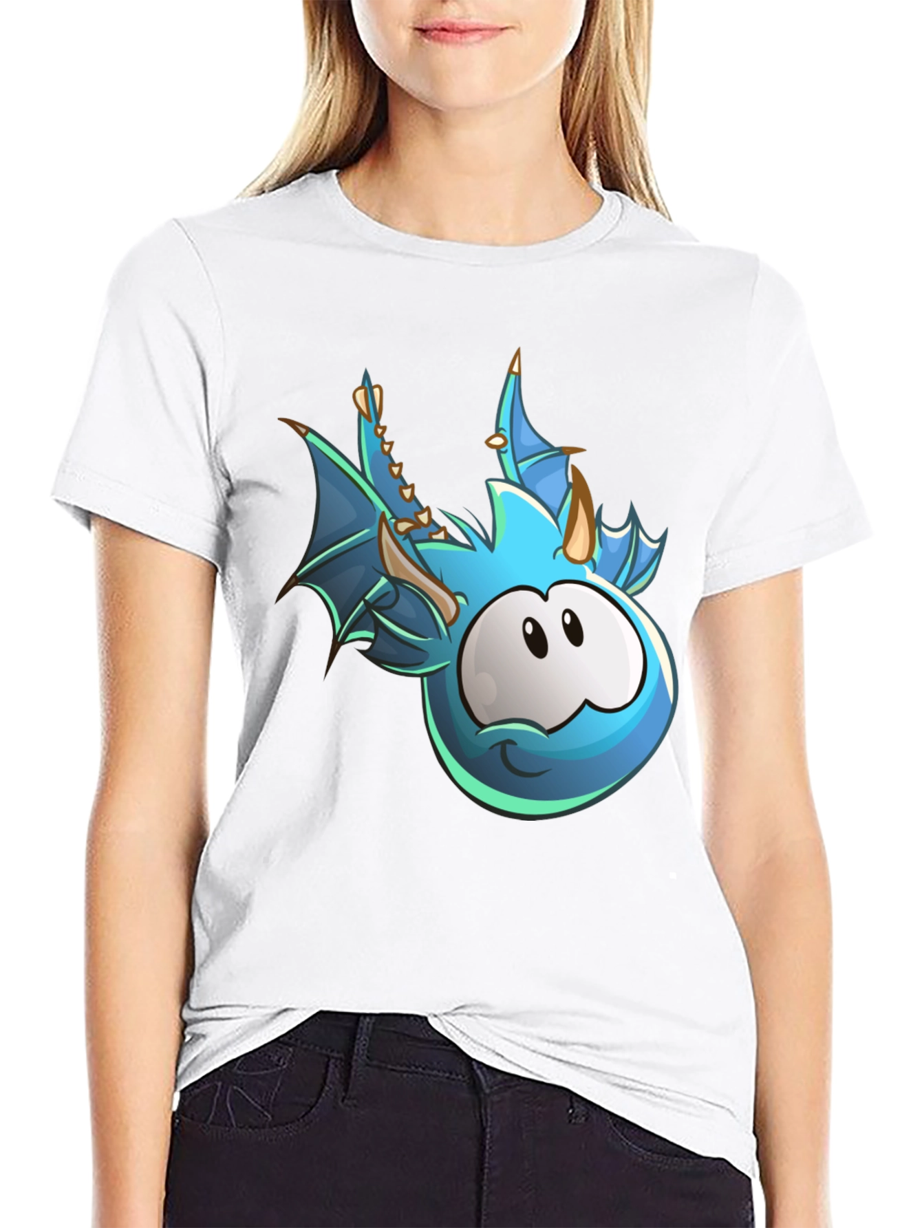 Cartoon Dragon Graphic Black T-Shirt