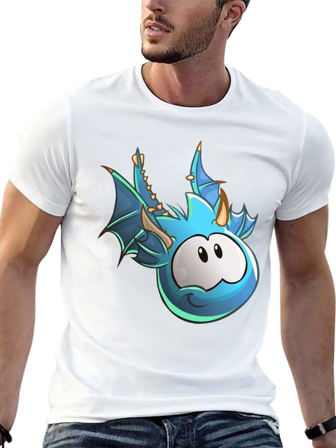 Cartoon Dragon Graphic Black T-Shirt