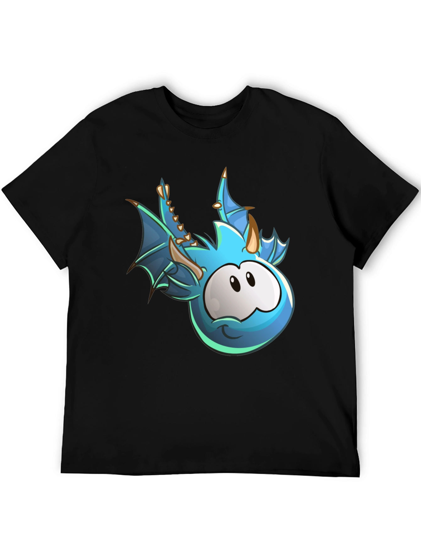 Cartoon Dragon Graphic Black T-Shirt