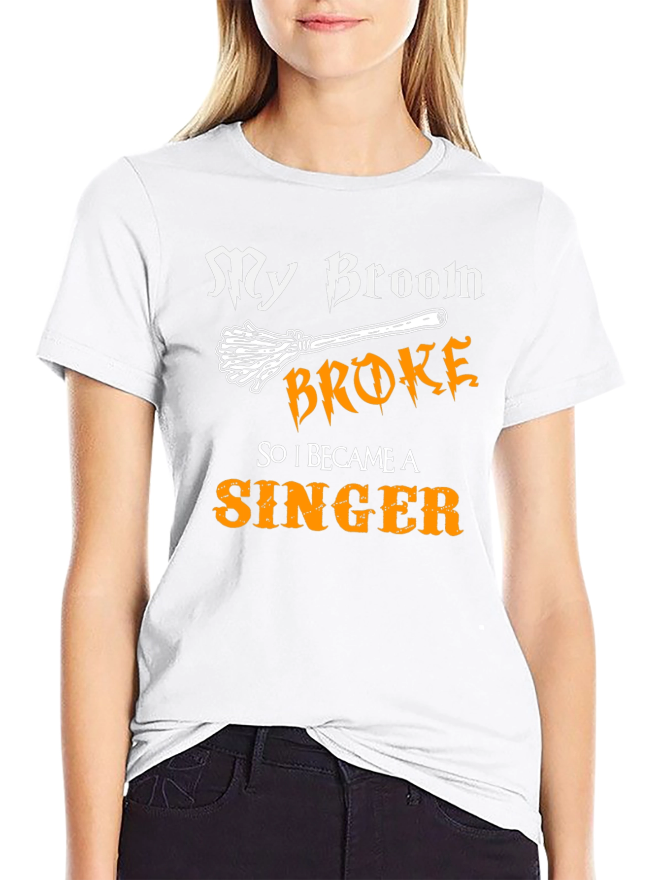 Broom Broke Singer T-Shirt Halloween Tee
