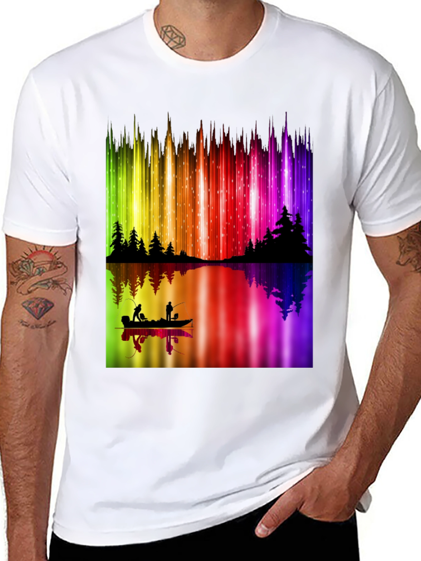 Aurora Borealis Fishing T-Shirt