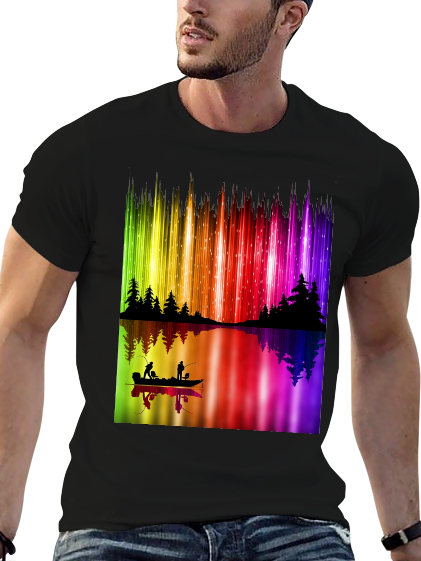 Aurora Borealis Fishing T-Shirt