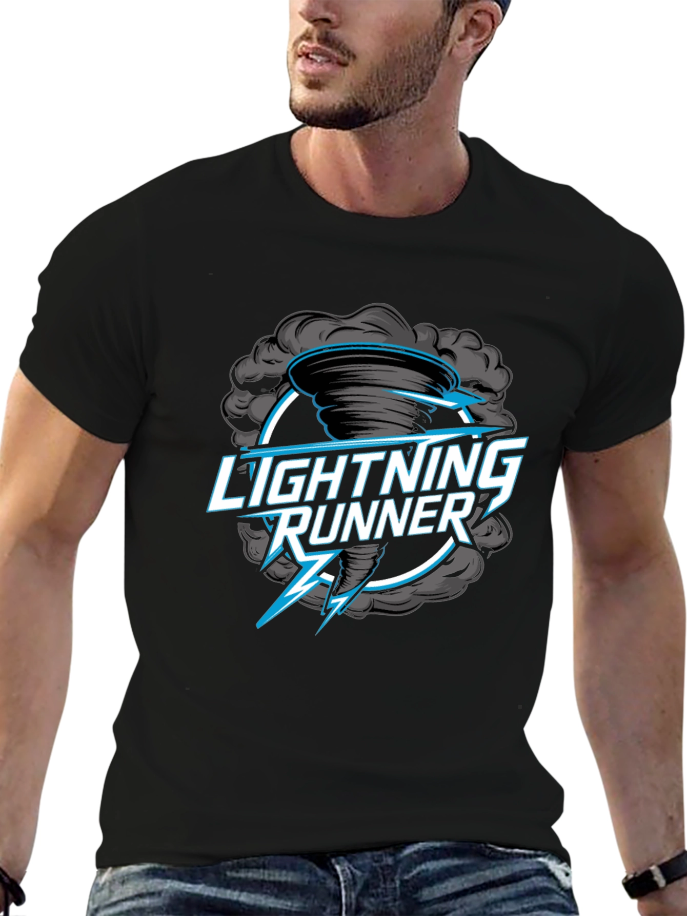 Lightning Runner Graphic T-Shirt - Black