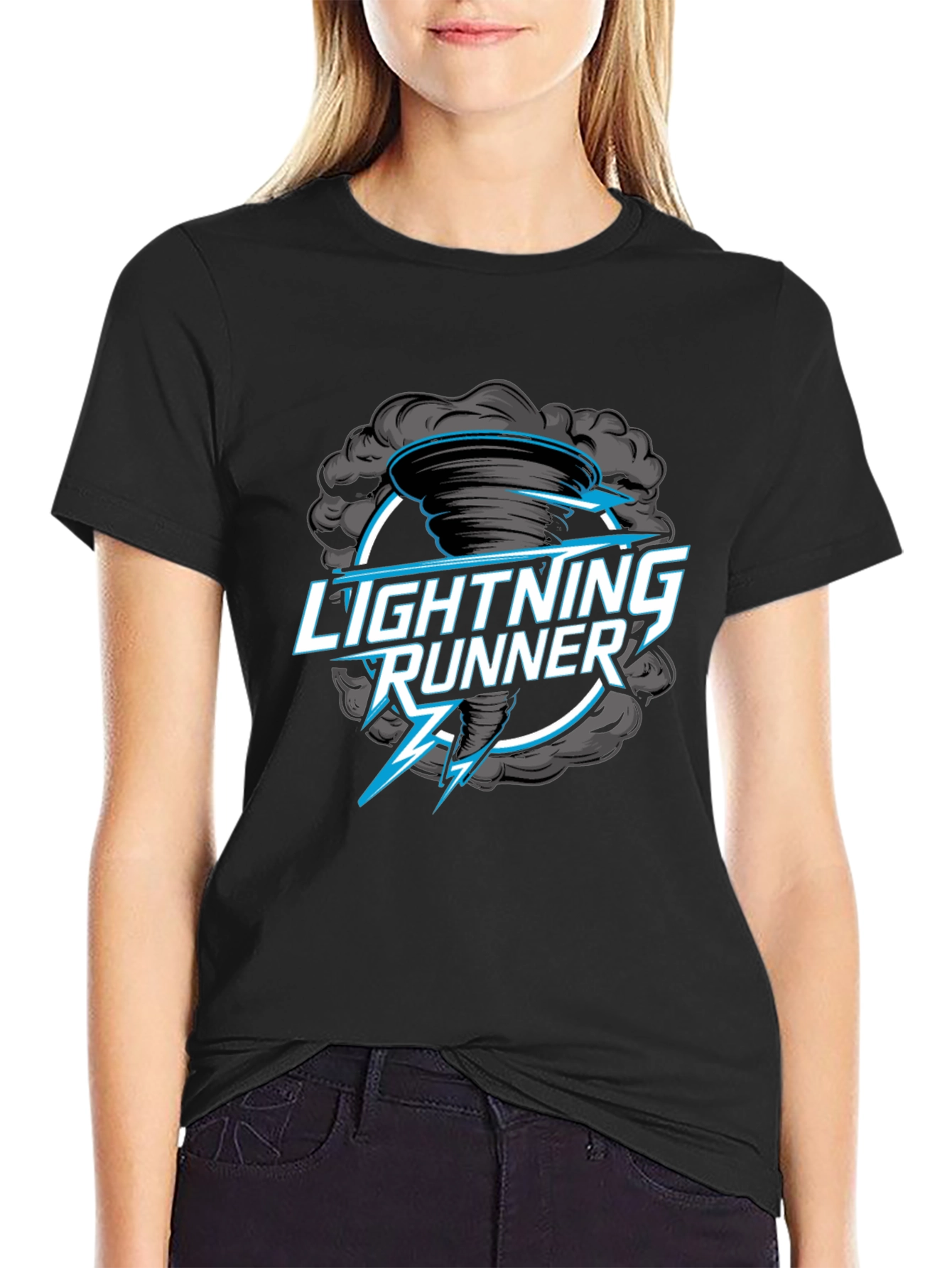Lightning Runner Graphic T-Shirt - Black
