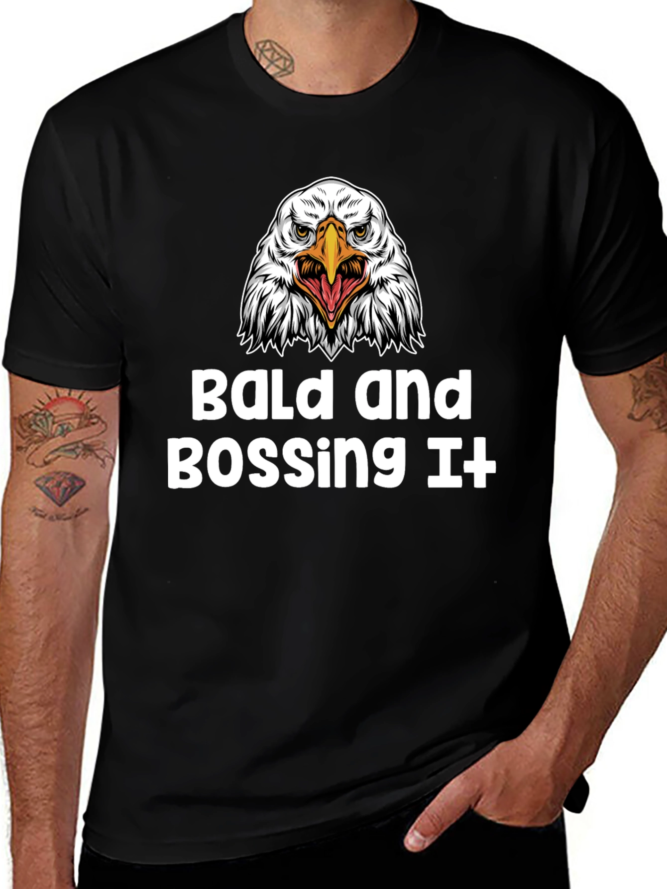 Bald and Bossing It T-Shirt - Eagle Graphic Tee