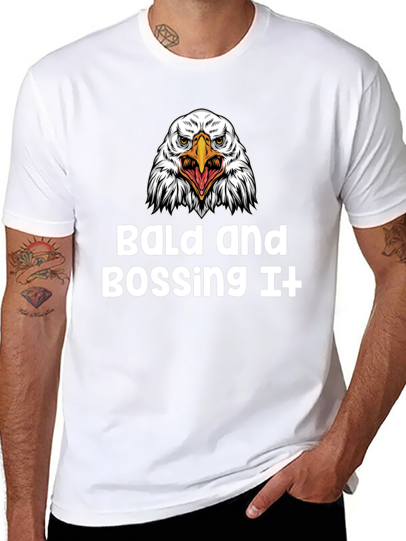 Bald and Bossing It T-Shirt - Eagle Graphic Tee