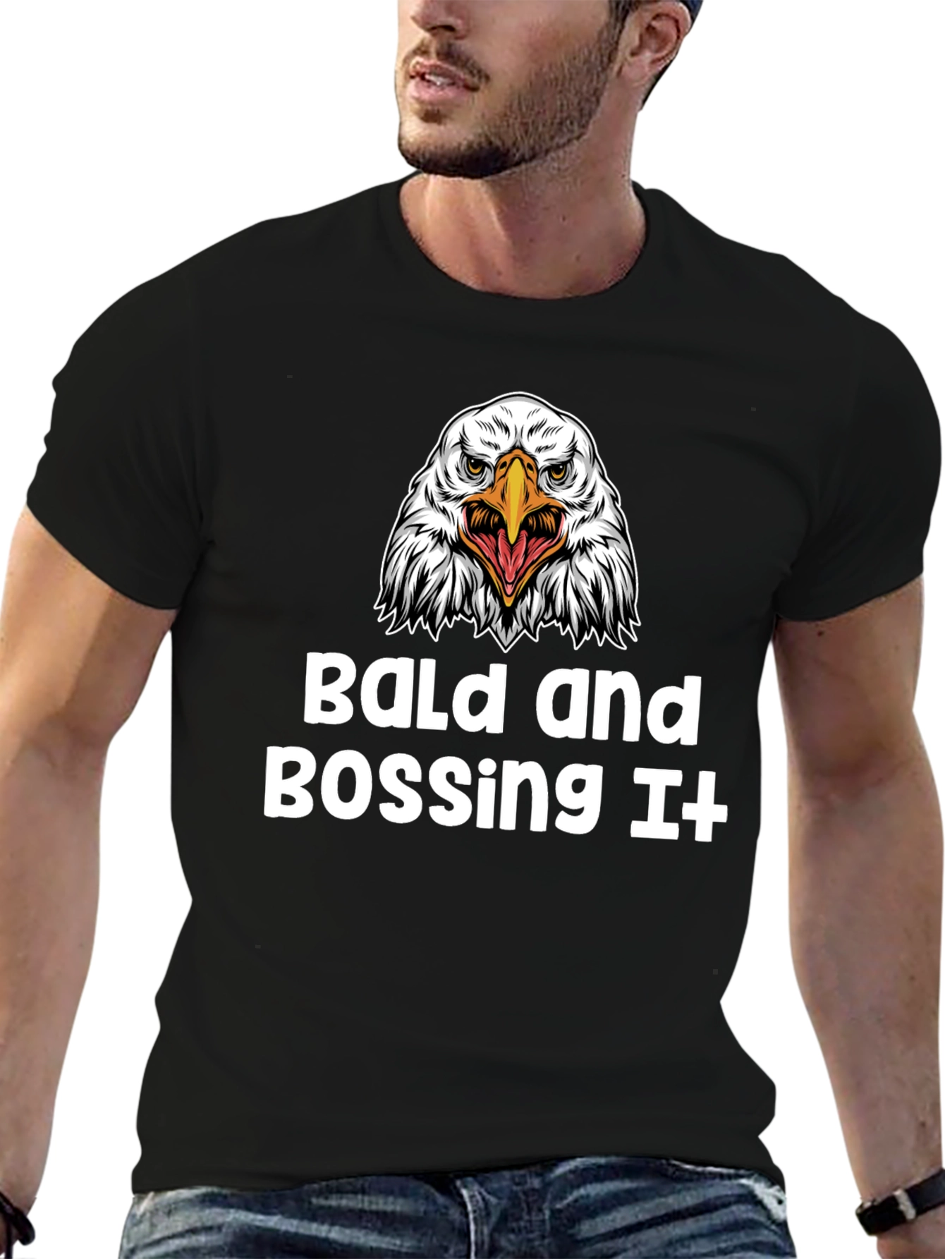 Bald and Bossing It T-Shirt - Eagle Graphic Tee