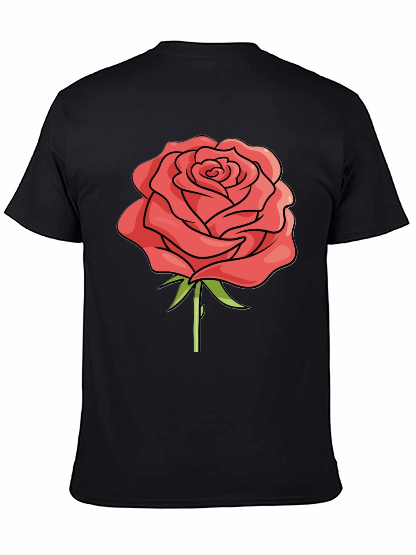 Rose Graphic Black T-Shirt - Casual Style