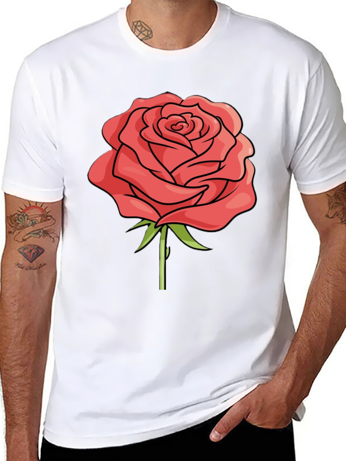 Rose Graphic Black T-Shirt - Casual Style