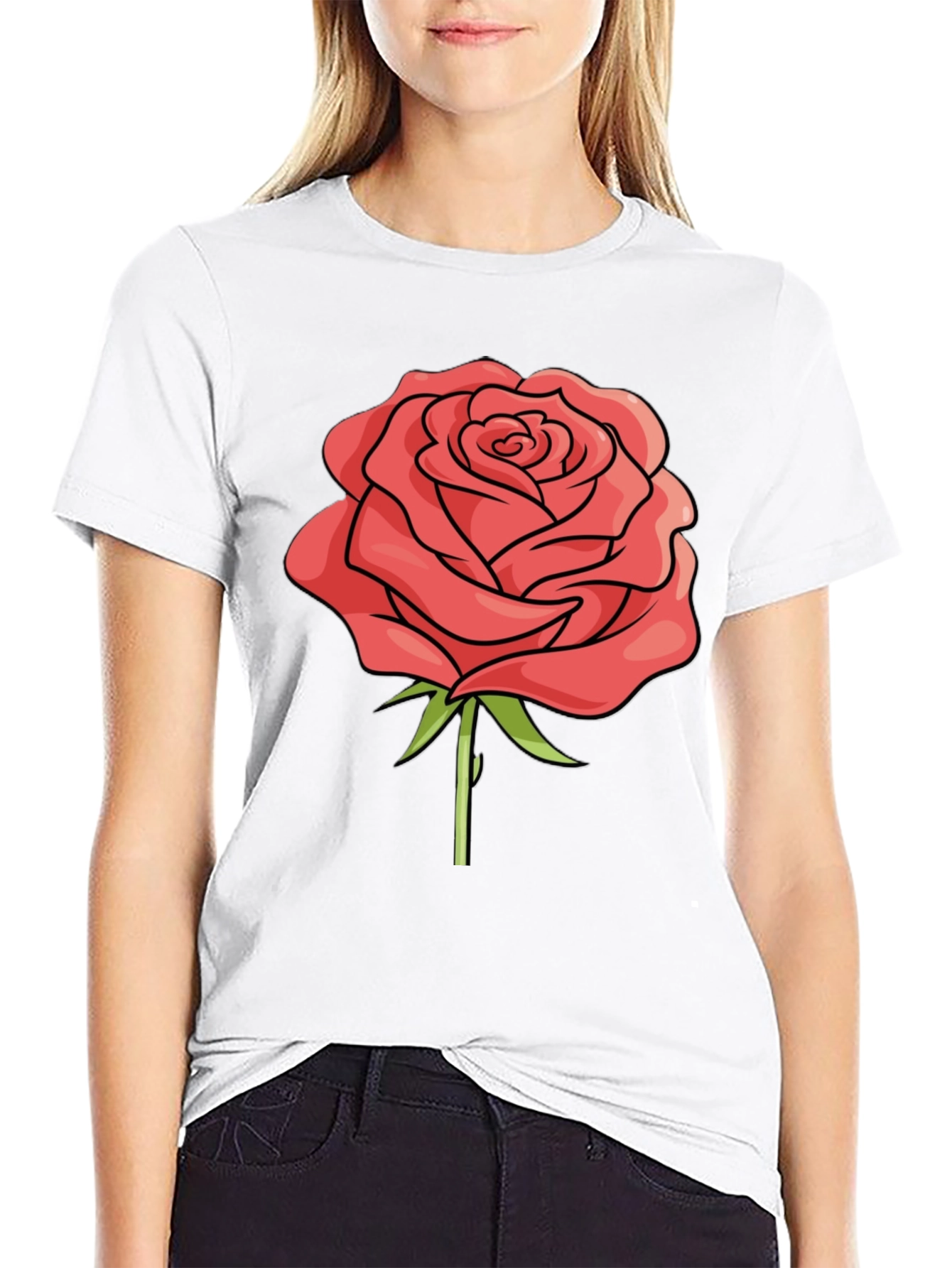 Rose Graphic Black T-Shirt - Casual Style