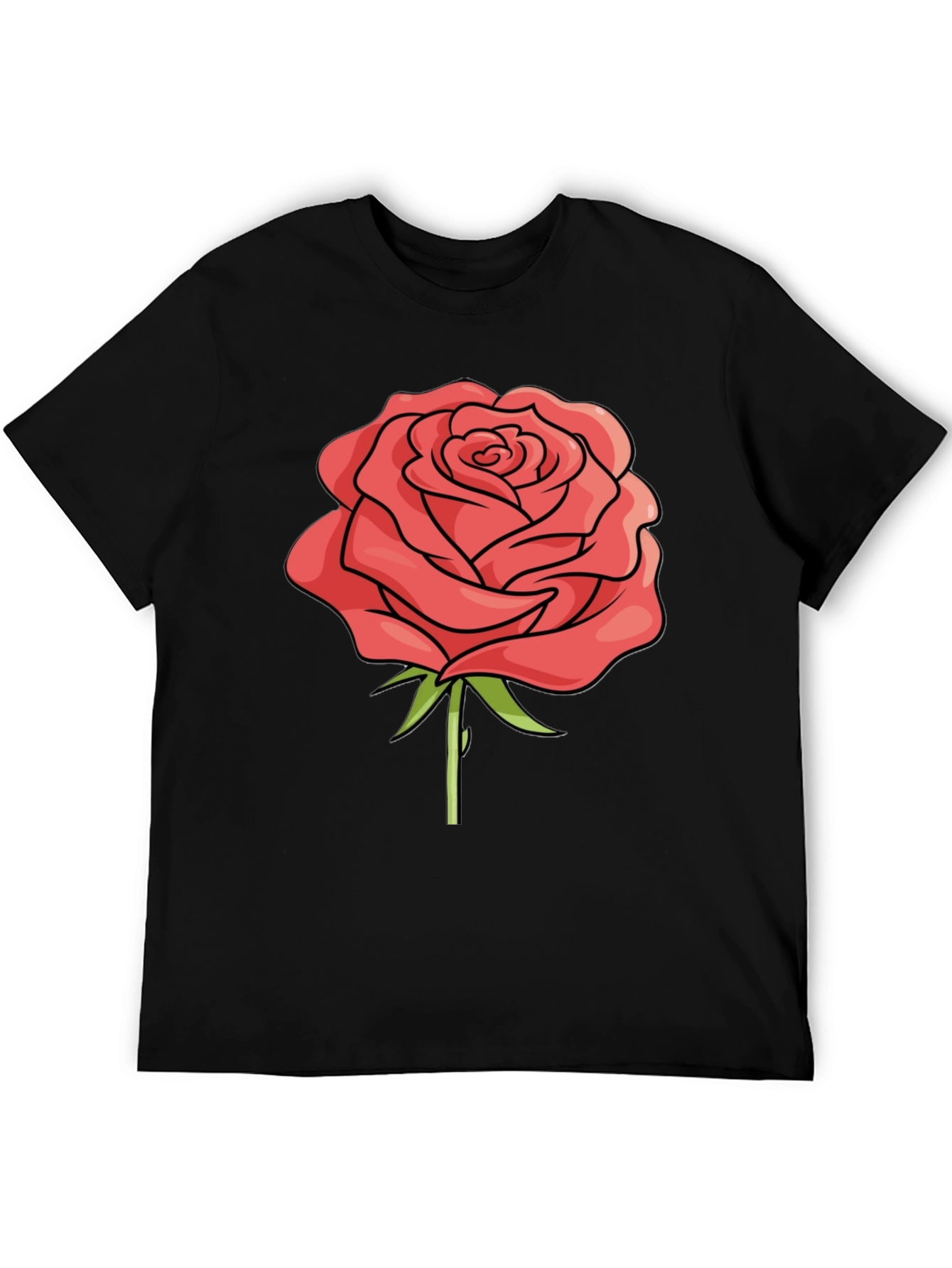 Rose Graphic Black T-Shirt - Casual Style