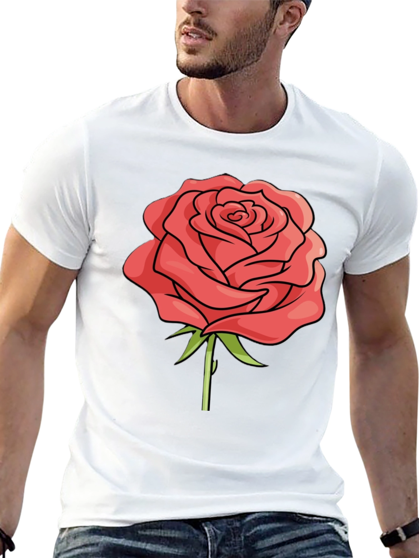 Rose Graphic Black T-Shirt - Casual Style