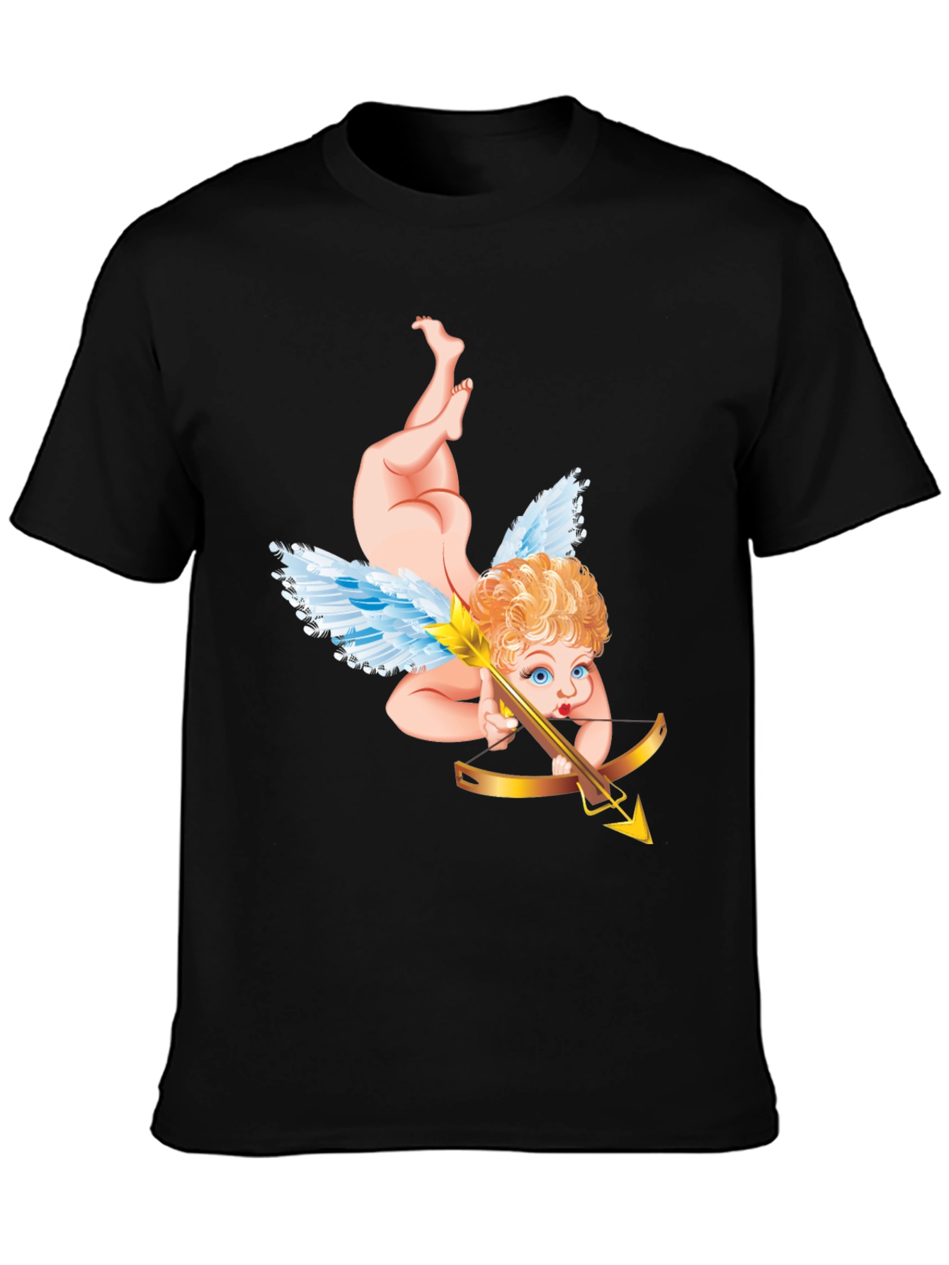 Cupid Graphic Tee - Black Cotton Shirt