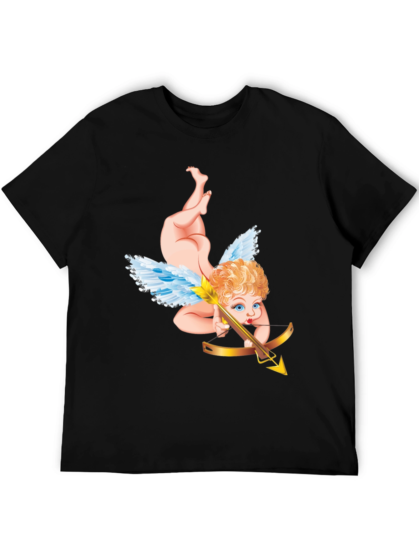 Cupid Graphic Tee - Black Cotton Shirt