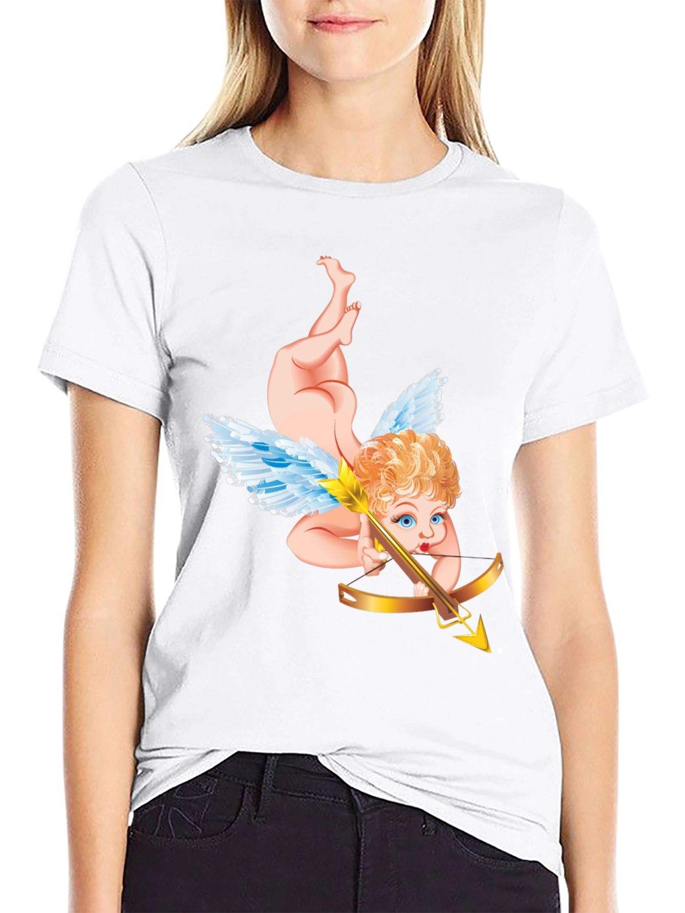 Cupid Graphic Tee - Black Cotton Shirt