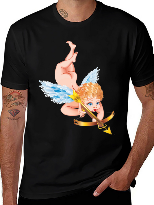 Cupid Graphic Tee - Black Cotton Shirt