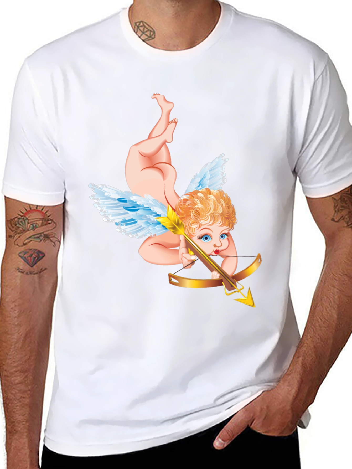 Cupid Graphic Tee - Black Cotton Shirt