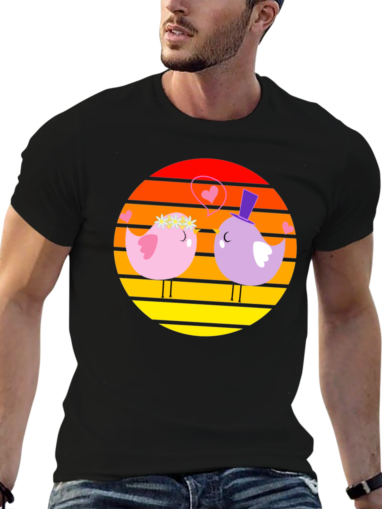 Lovebirds Graphic Tee - Romantic Bird Design T-Shirt