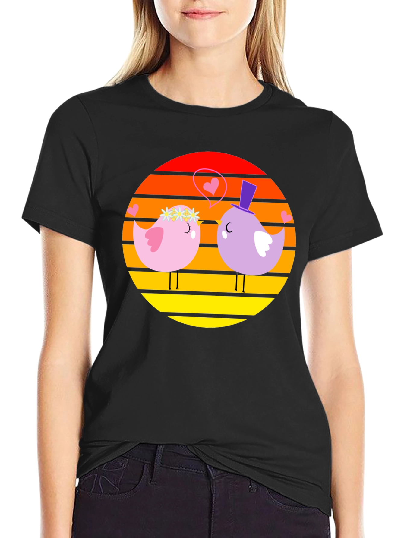 Lovebirds Graphic Tee - Romantic Bird Design T-Shirt