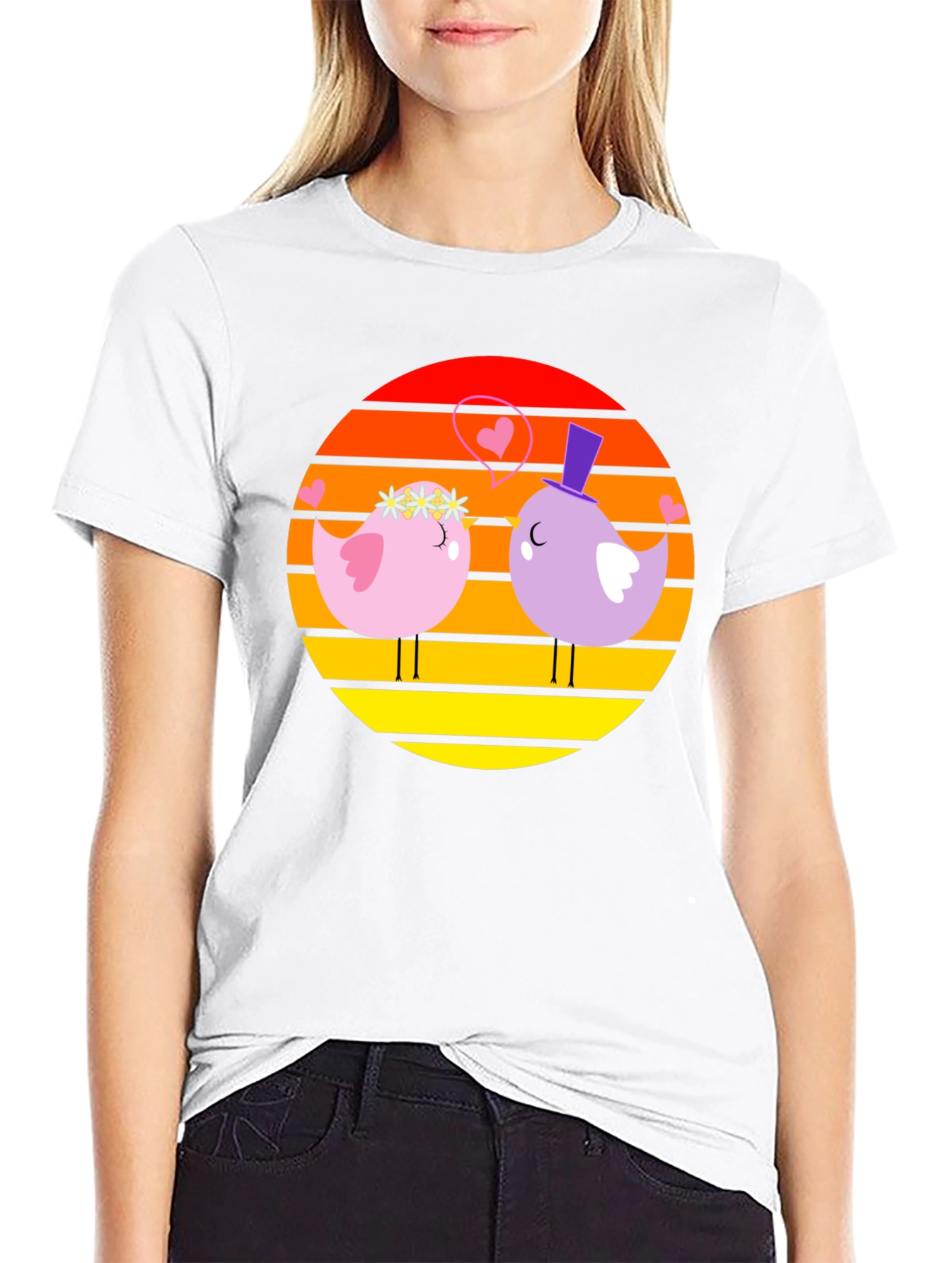 Lovebirds Graphic Tee - Romantic Bird Design T-Shirt