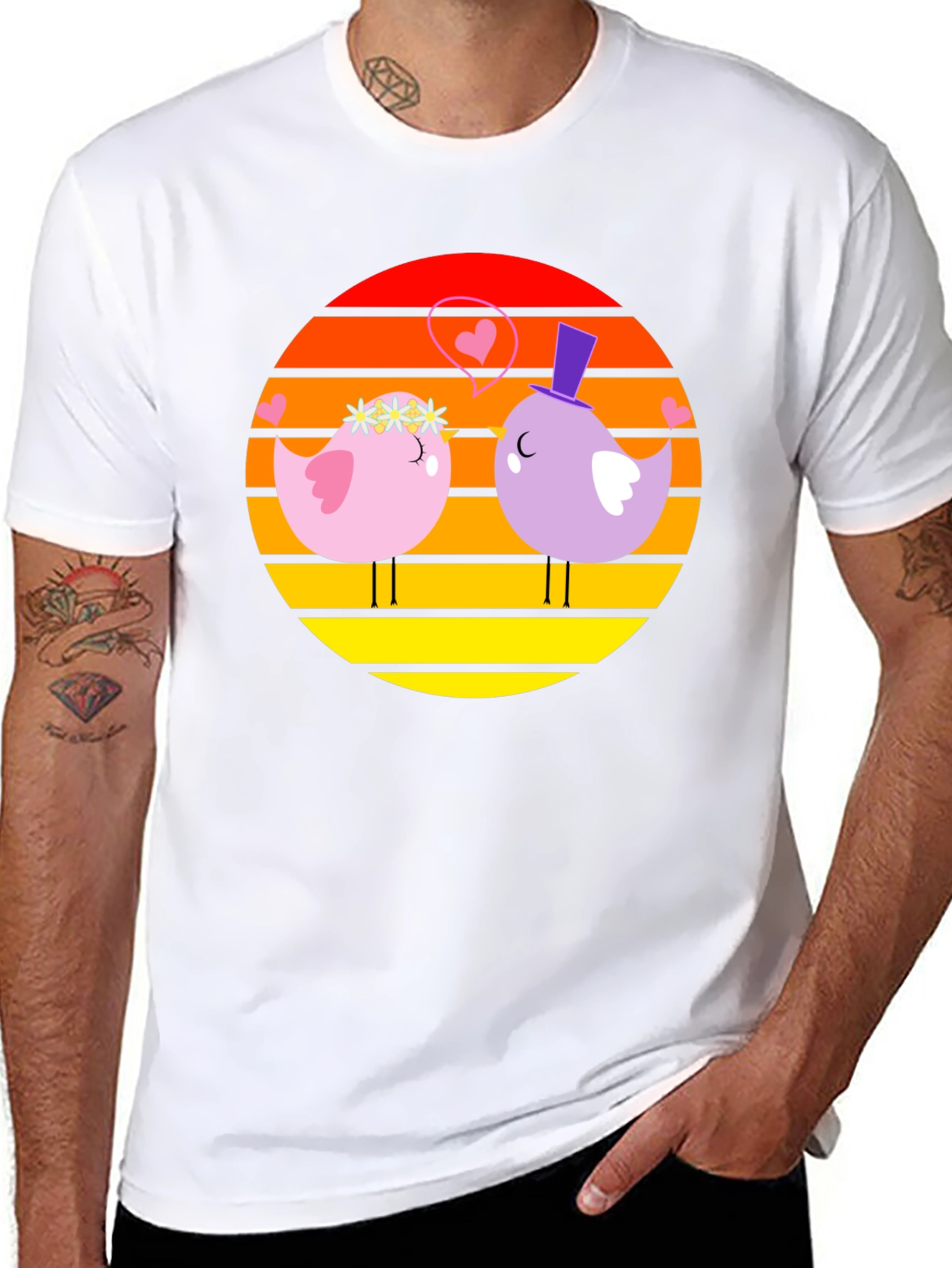 Lovebirds Graphic Tee - Romantic Bird Design T-Shirt